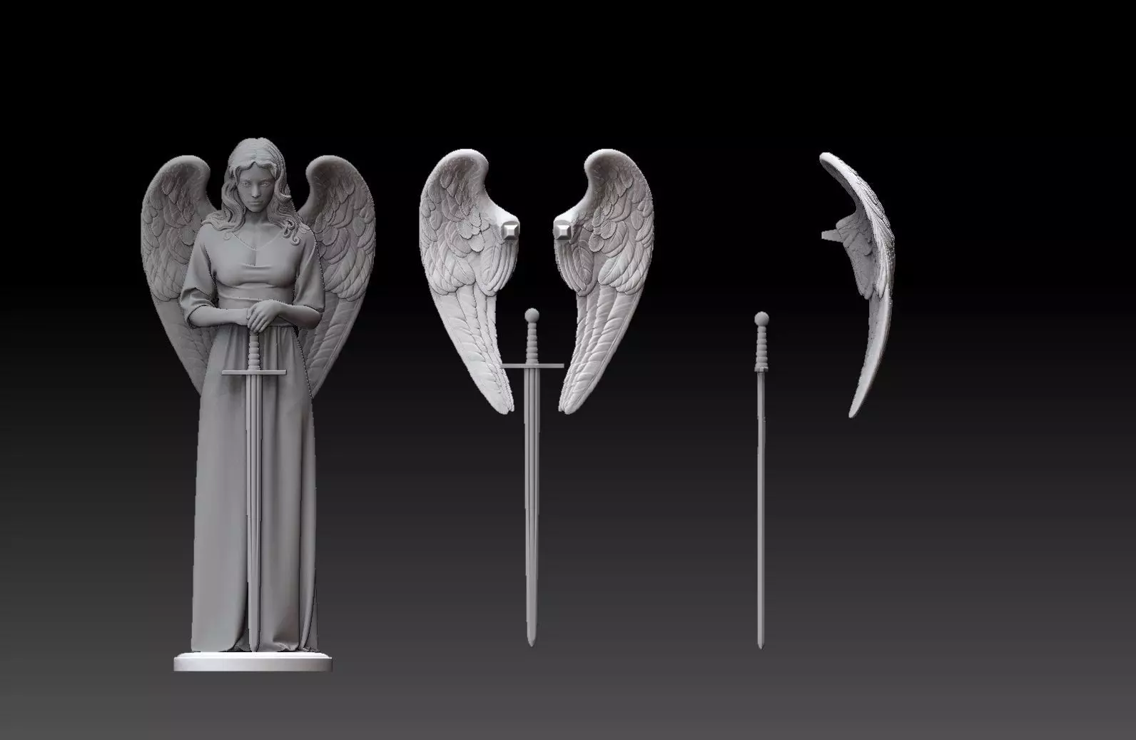 Beautiful Guardian Angel 3D Sculpture 3D print model_8