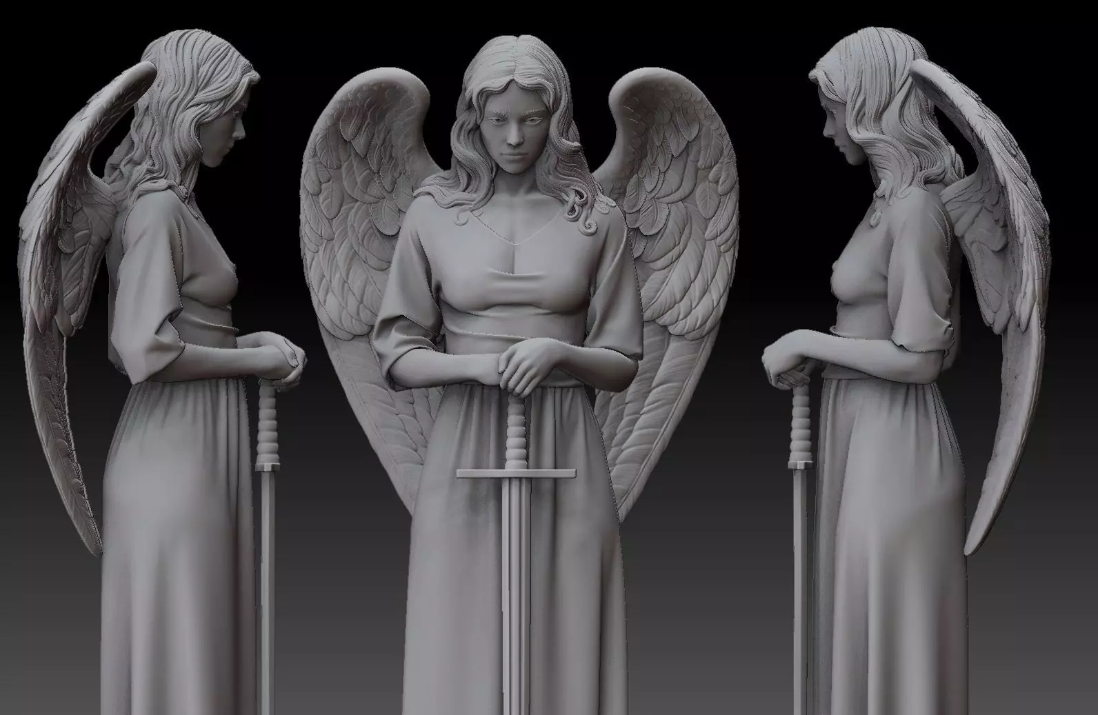 Beautiful Guardian Angel 3D Sculpture 3D print model_1