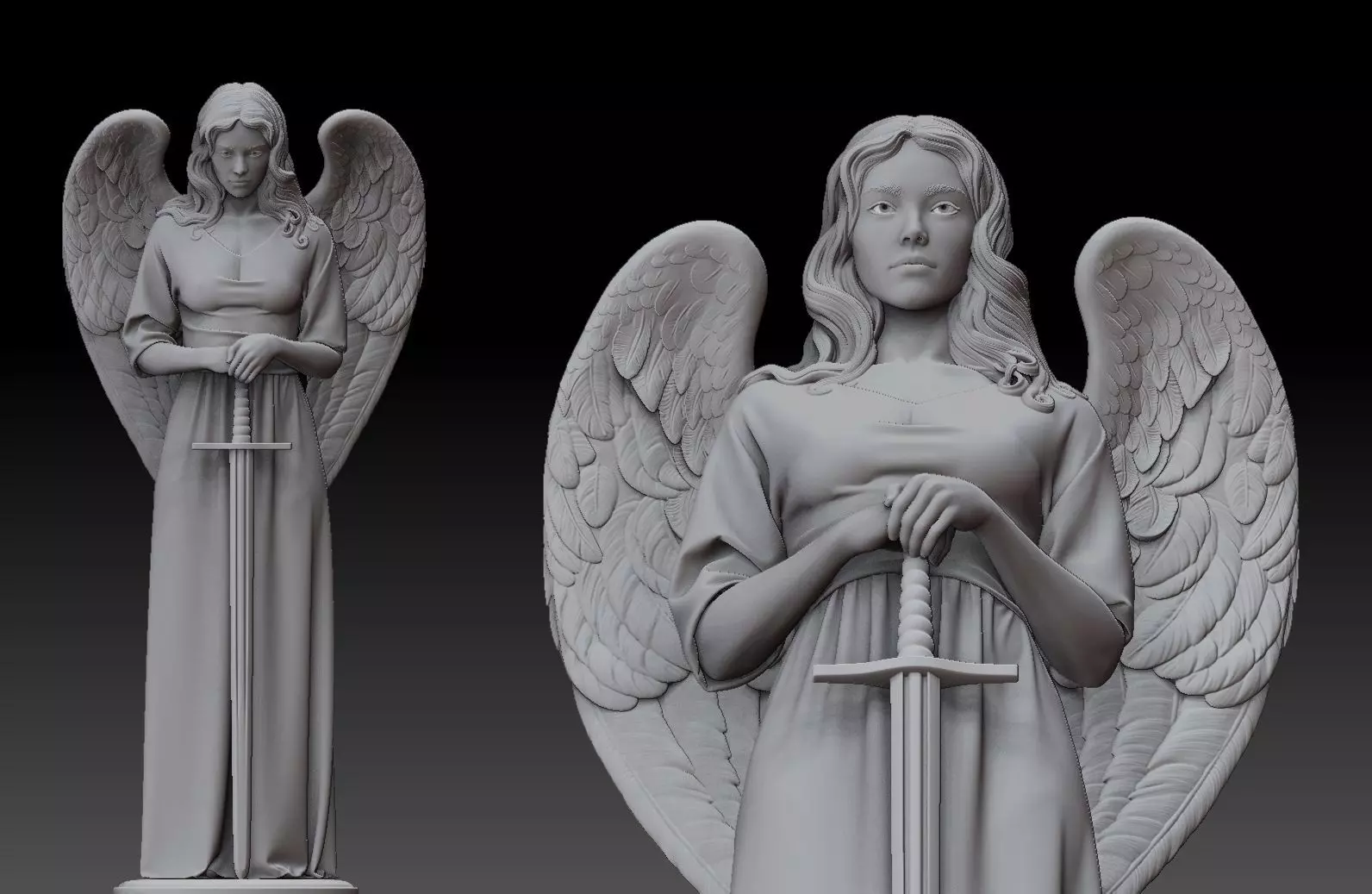 Beautiful Guardian Angel 3D Sculpture 3D print model_0