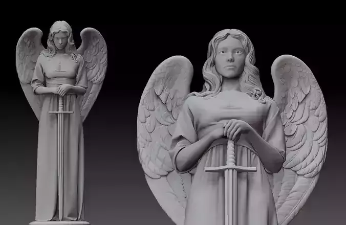 Beautiful Guardian Angel 3D Sculpture