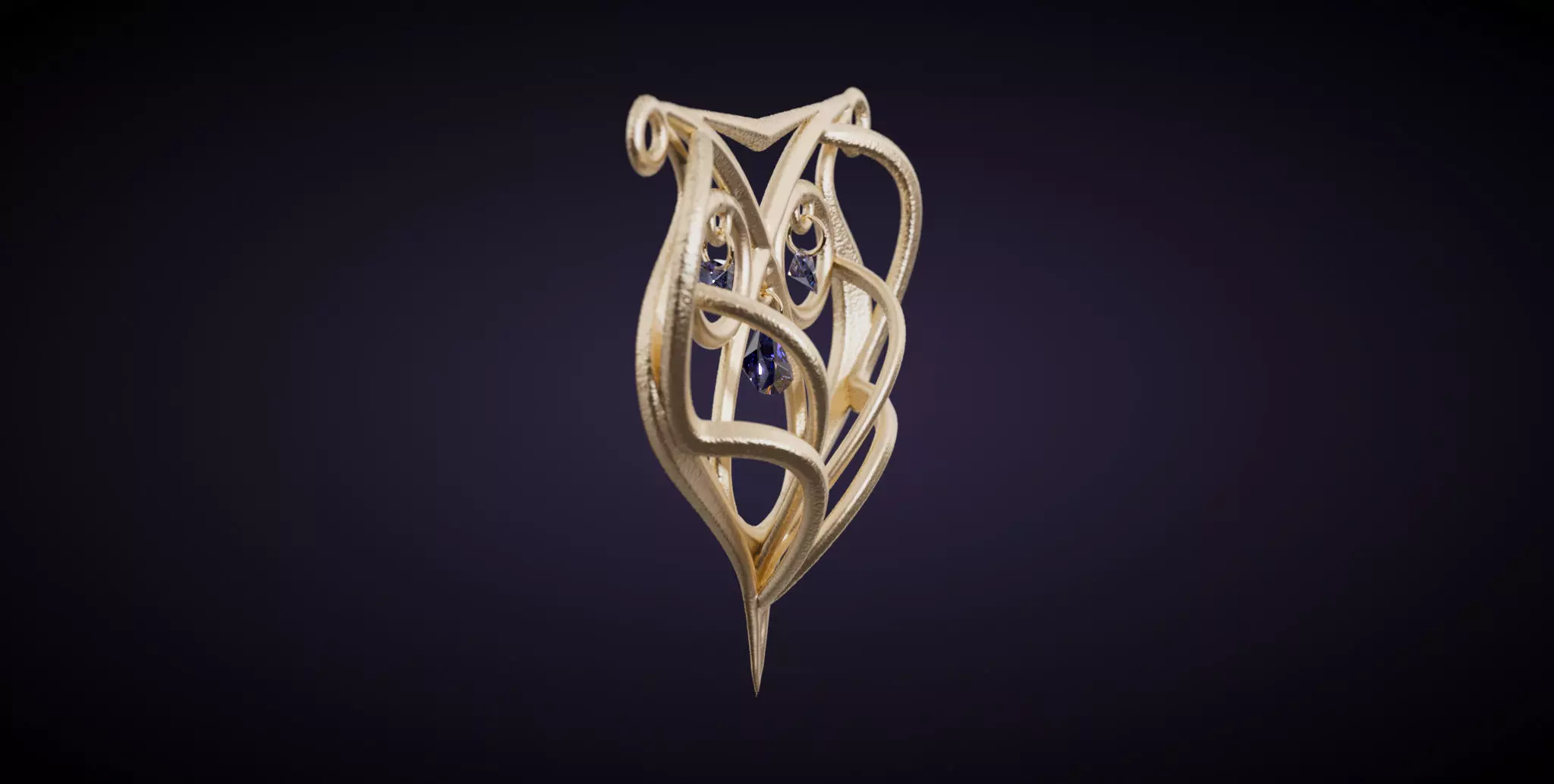 Art nouveau pendant 3D print model_32