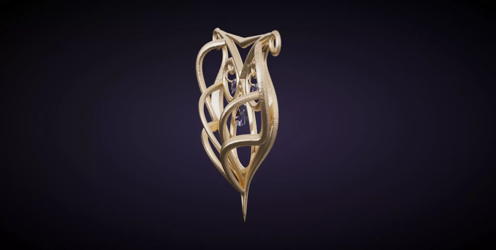 Art nouveau pendant 3D print model_22