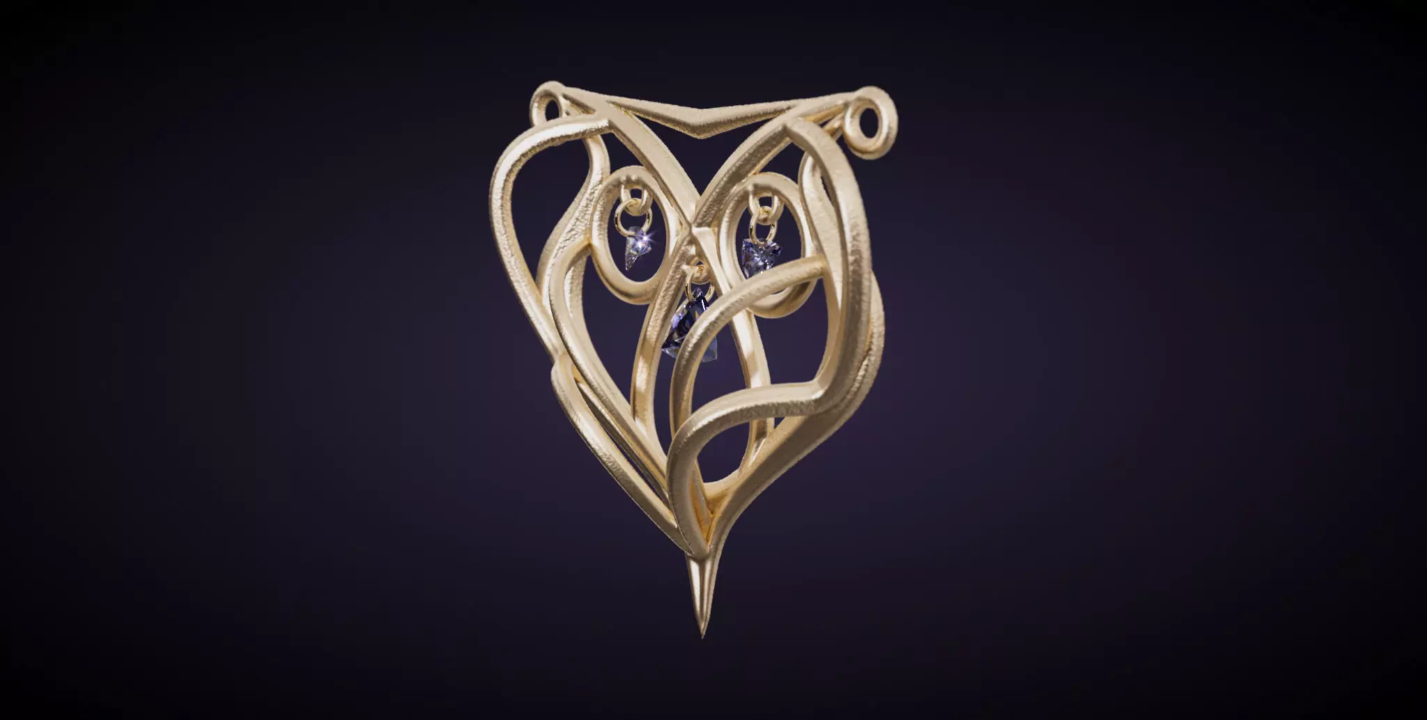 Art nouveau pendant 3D print model_21