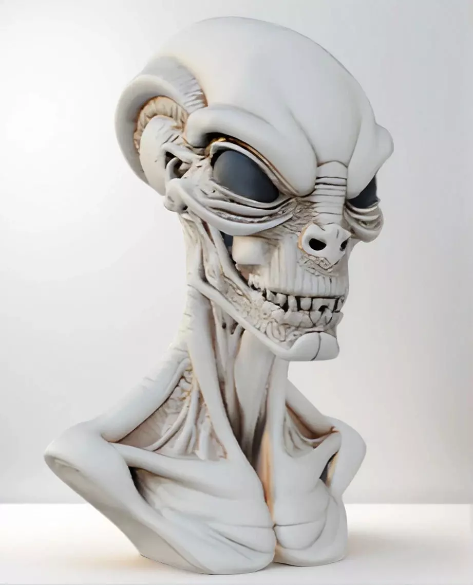 Alien Bust Sculpture 3D Model STL Printable 3D print model_0