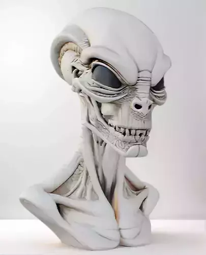 Alien Bust Sculpture 3D Model STL Printable