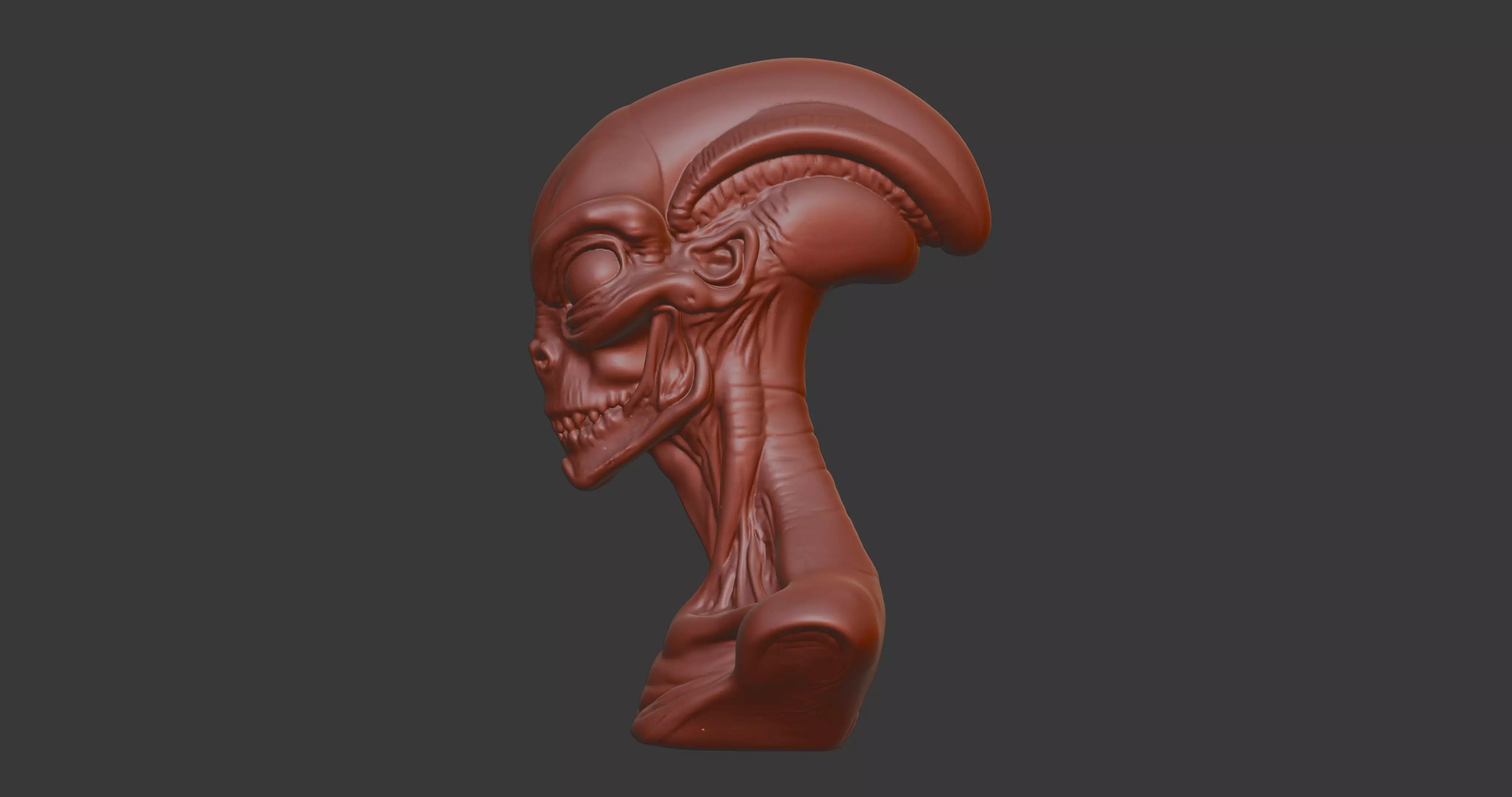 Alien Bust Sculpture 3D Model STL Printable 3D print model_3