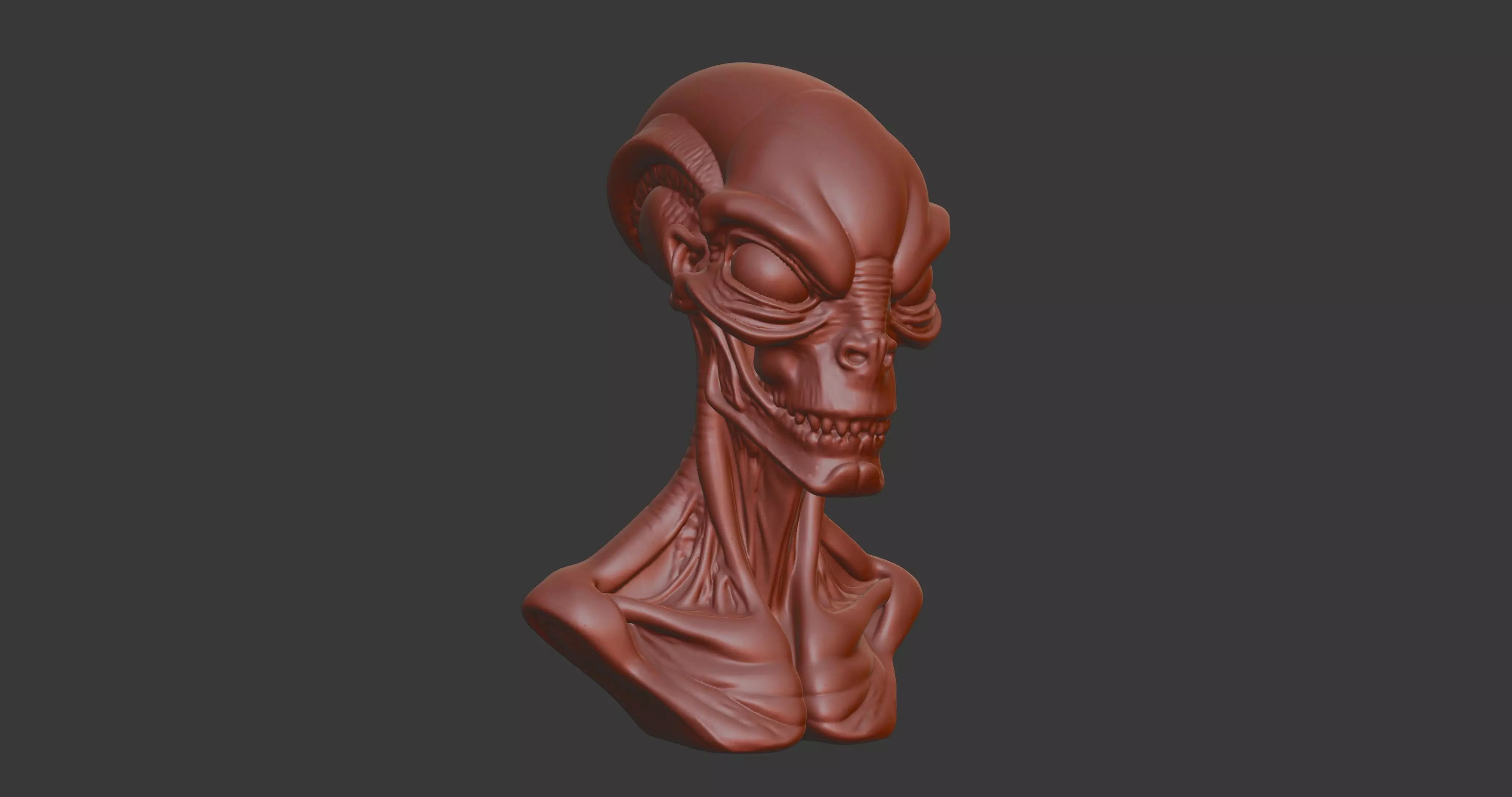 Alien Bust Sculpture 3D Model STL Printable 3D print model_1