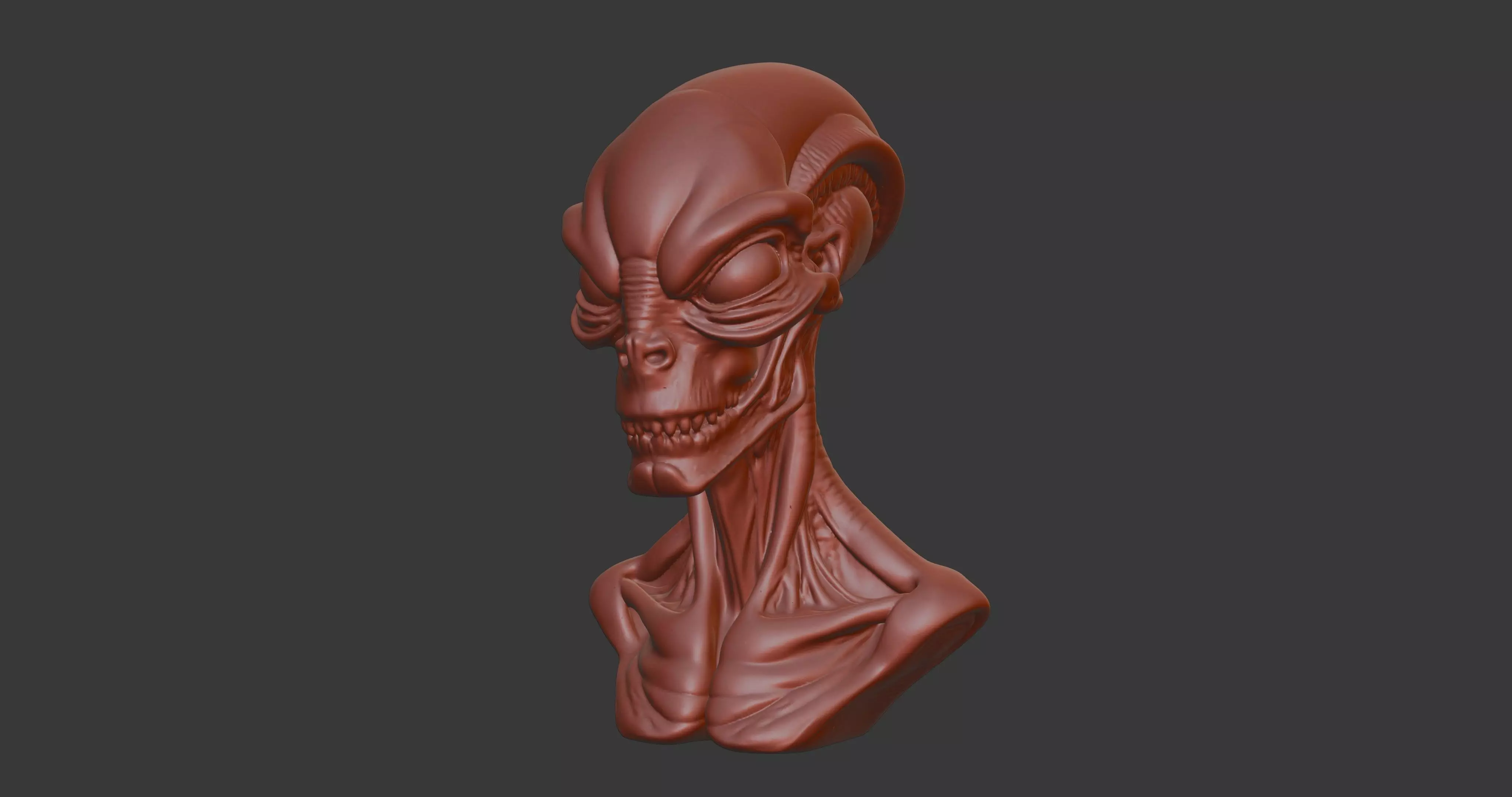 Alien Bust Sculpture 3D Model STL Printable 3D print model_7