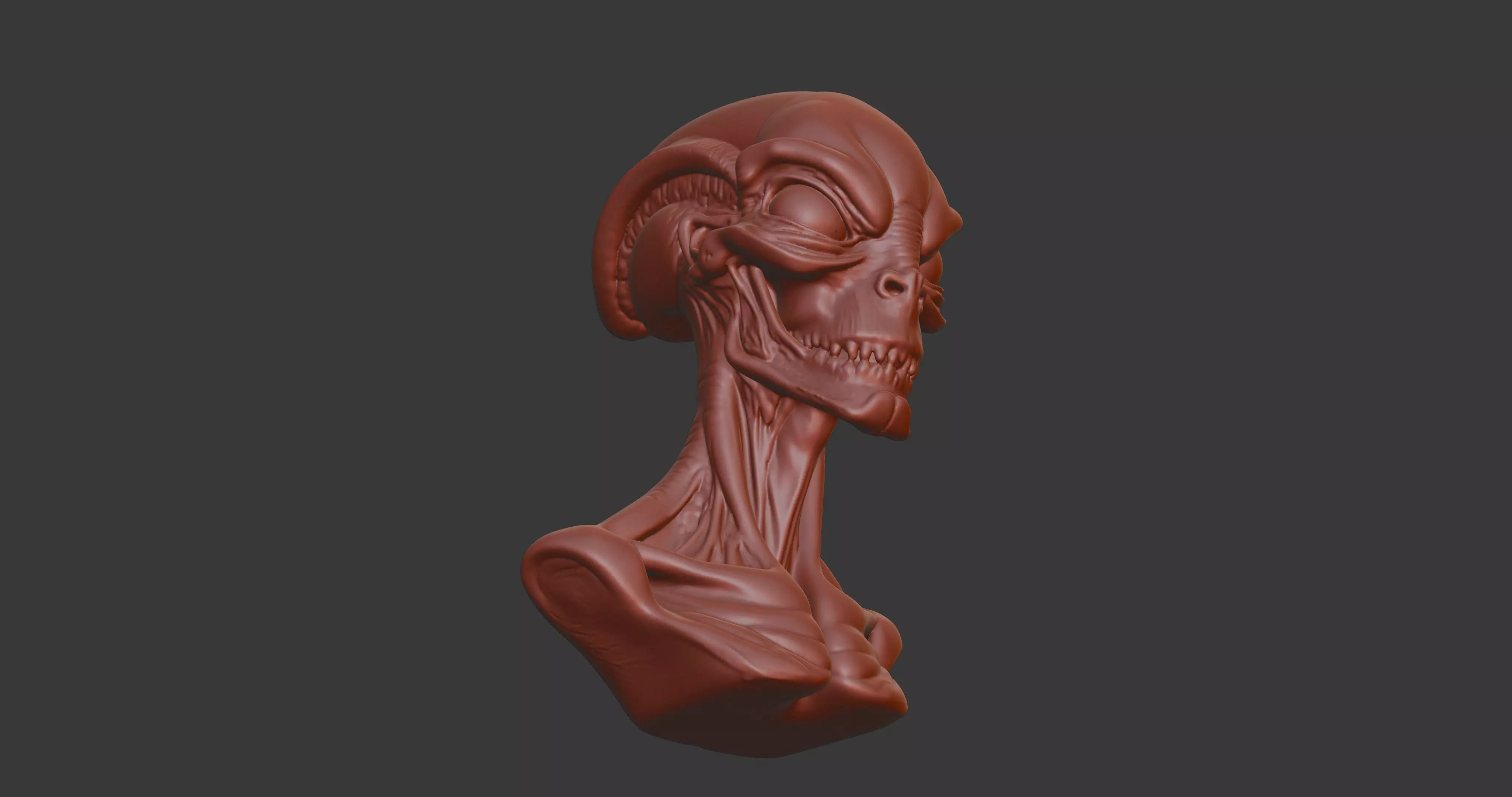 Alien Bust Sculpture 3D Model STL Printable 3D print model_6