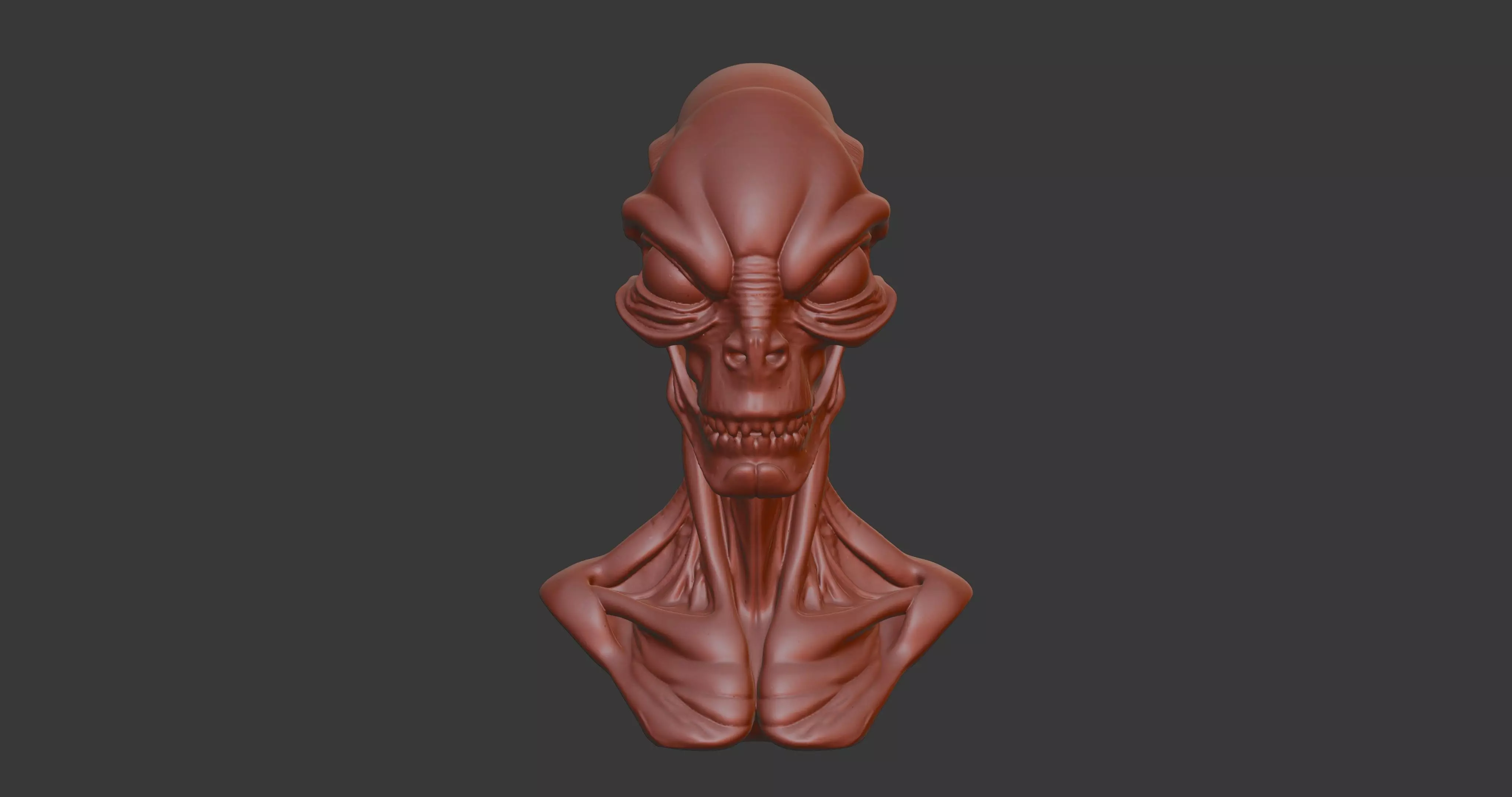 Alien Bust Sculpture 3D Model STL Printable 3D print model_2