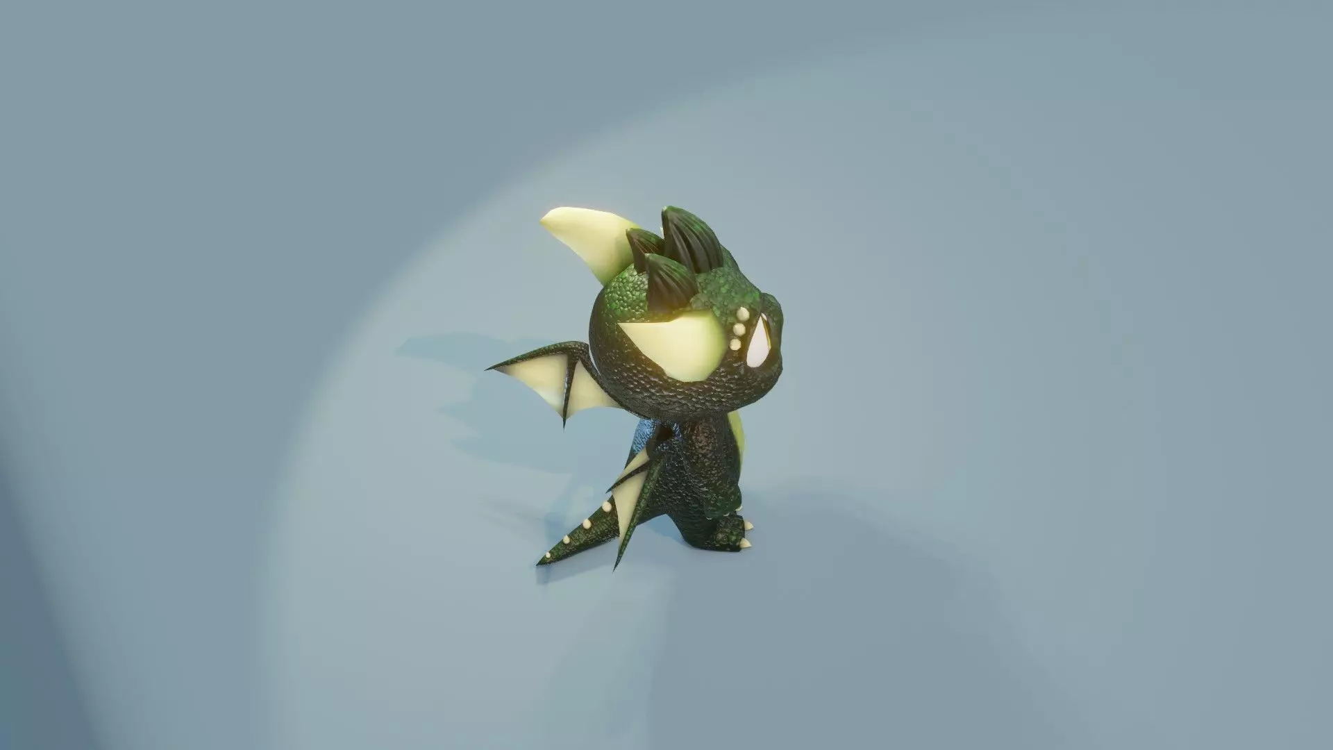 Dark Green Baby Dragon 3D Character Audio Unity Unreal Ready Low-poly 3D model_10