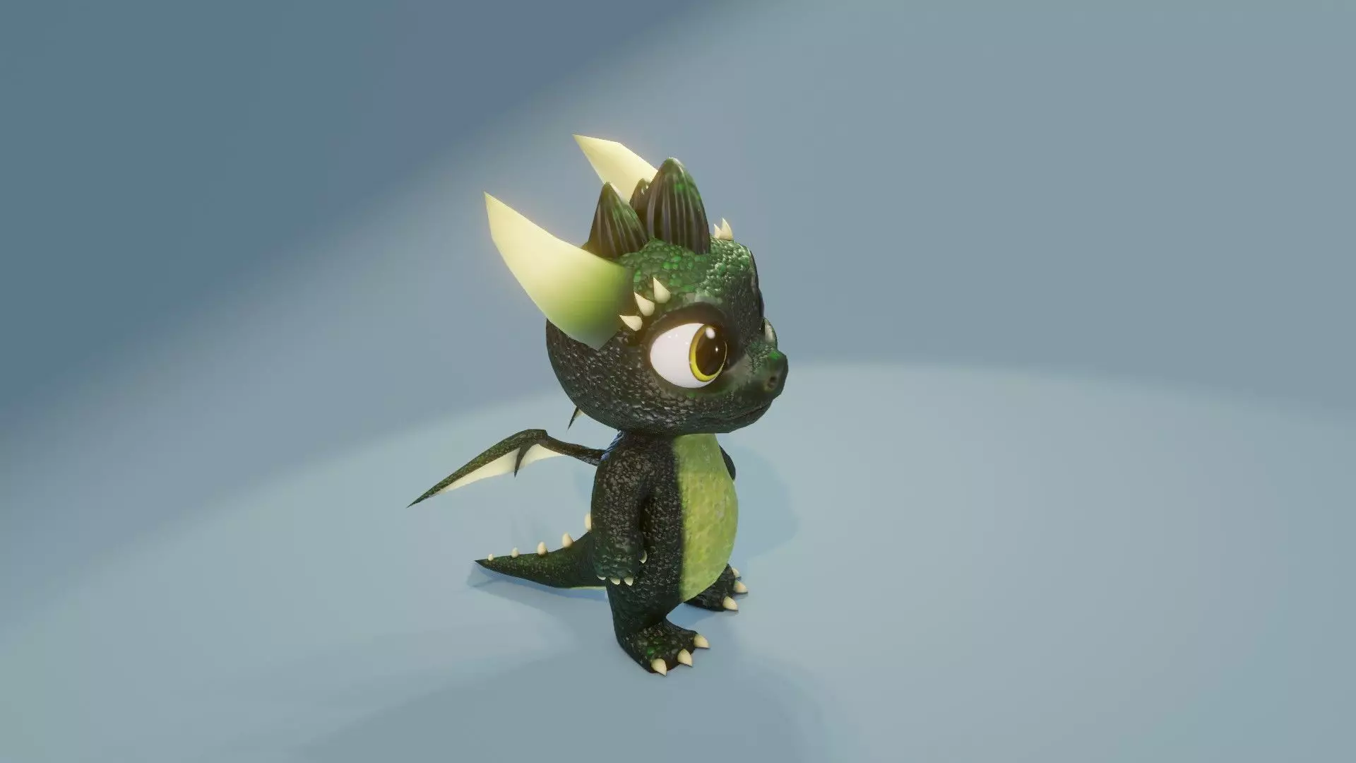 Dark Green Baby Dragon 3D Character Audio Unity Unreal Ready Low-poly 3D model_8