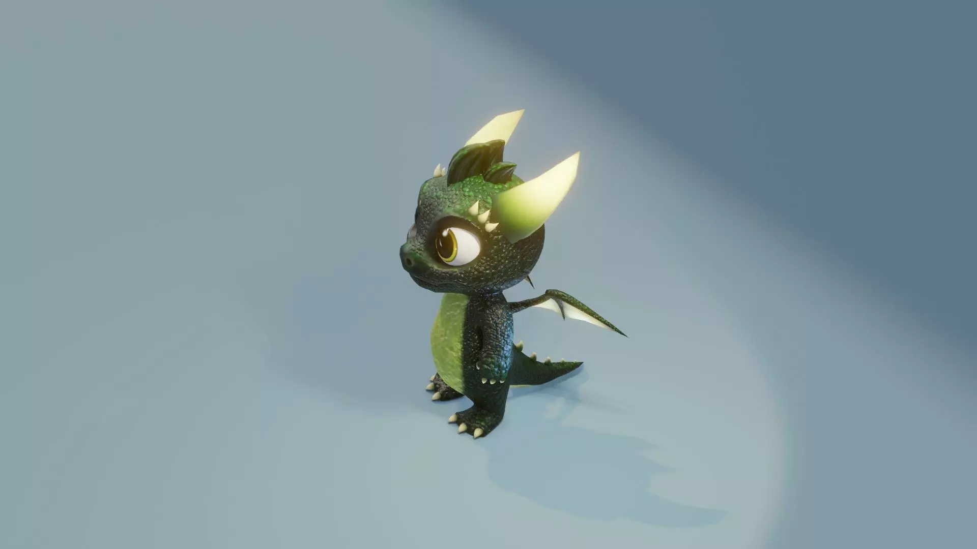 Dark Green Baby Dragon 3D Character Audio Unity Unreal Ready Low-poly 3D model_11