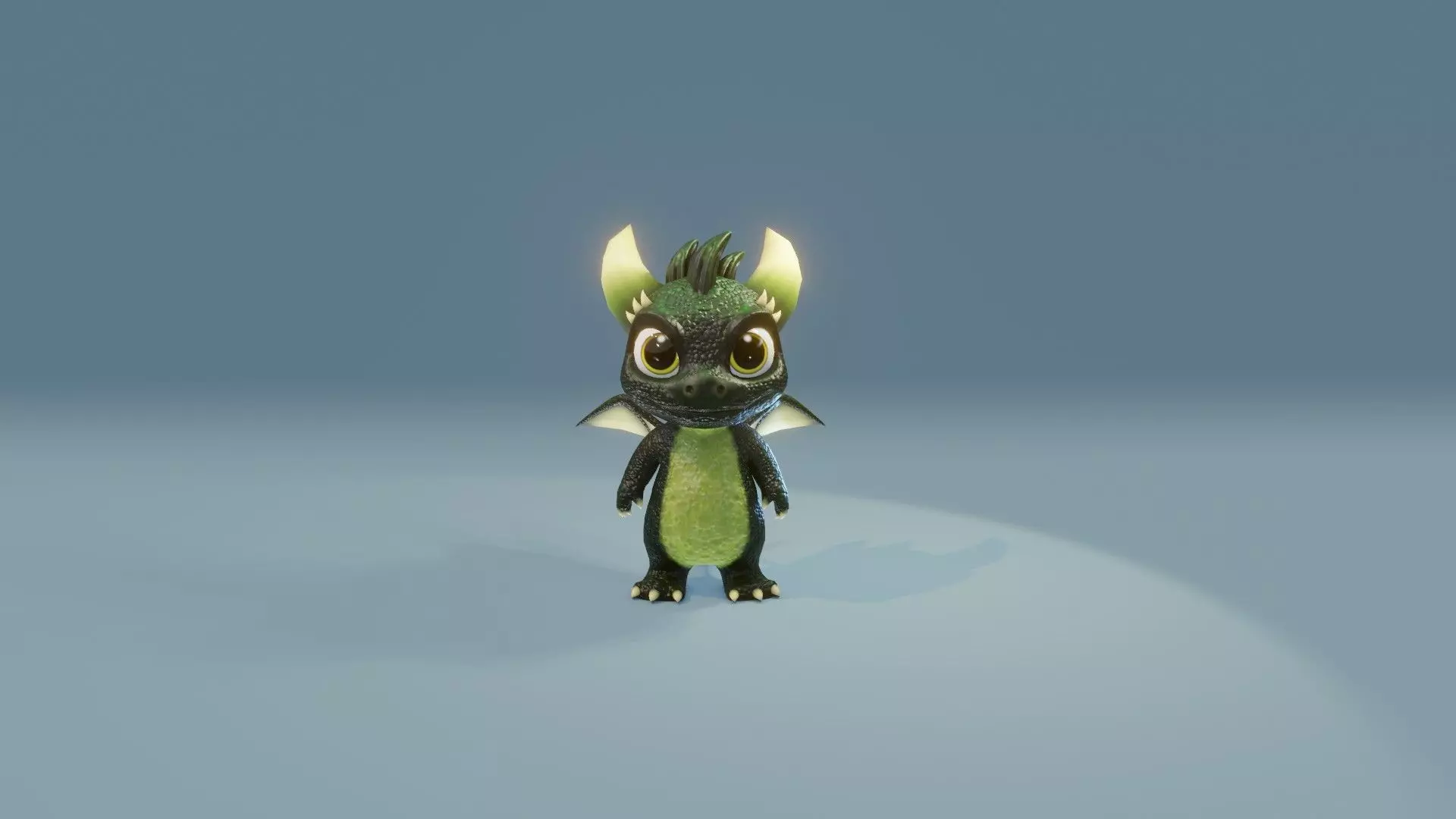 Dark Green Baby Dragon 3D Character Audio Unity Unreal Ready Low-poly 3D model_7