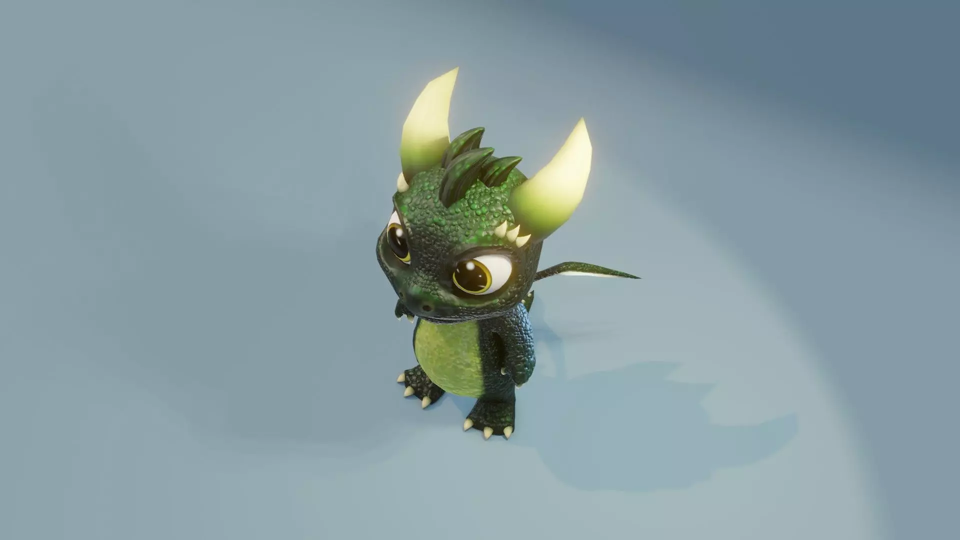 Dark Green Baby Dragon 3D Character Audio Unity Unreal Ready Low-poly 3D model_20