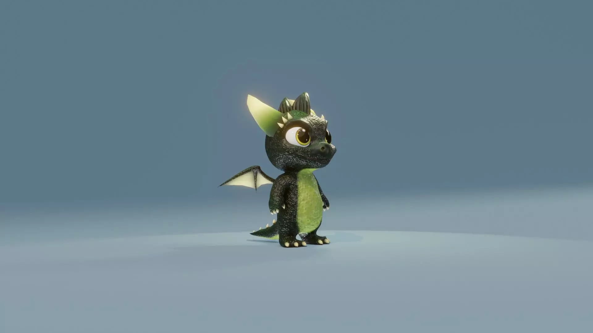 Dark Green Baby Dragon 3D Character Audio Unity Unreal Ready Low-poly 3D model_15