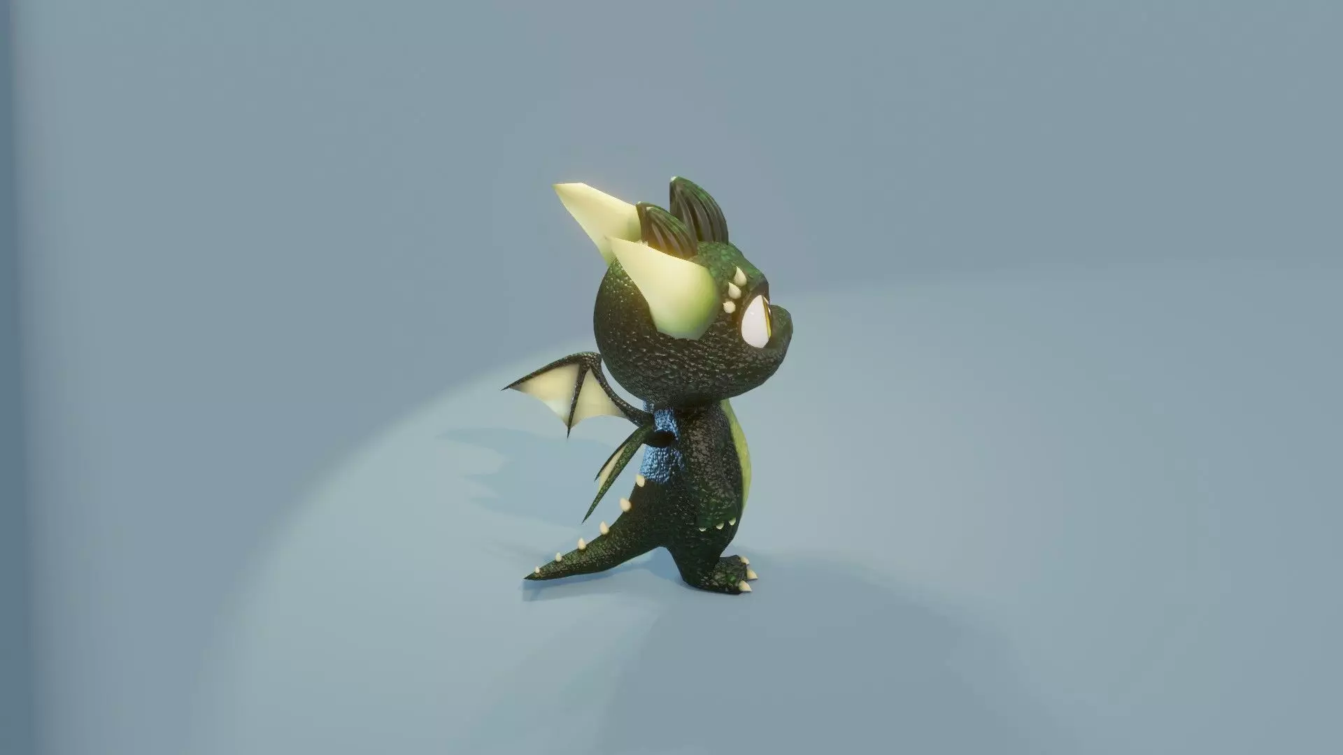Dark Green Baby Dragon 3D Character Audio Unity Unreal Ready Low-poly 3D model_21
