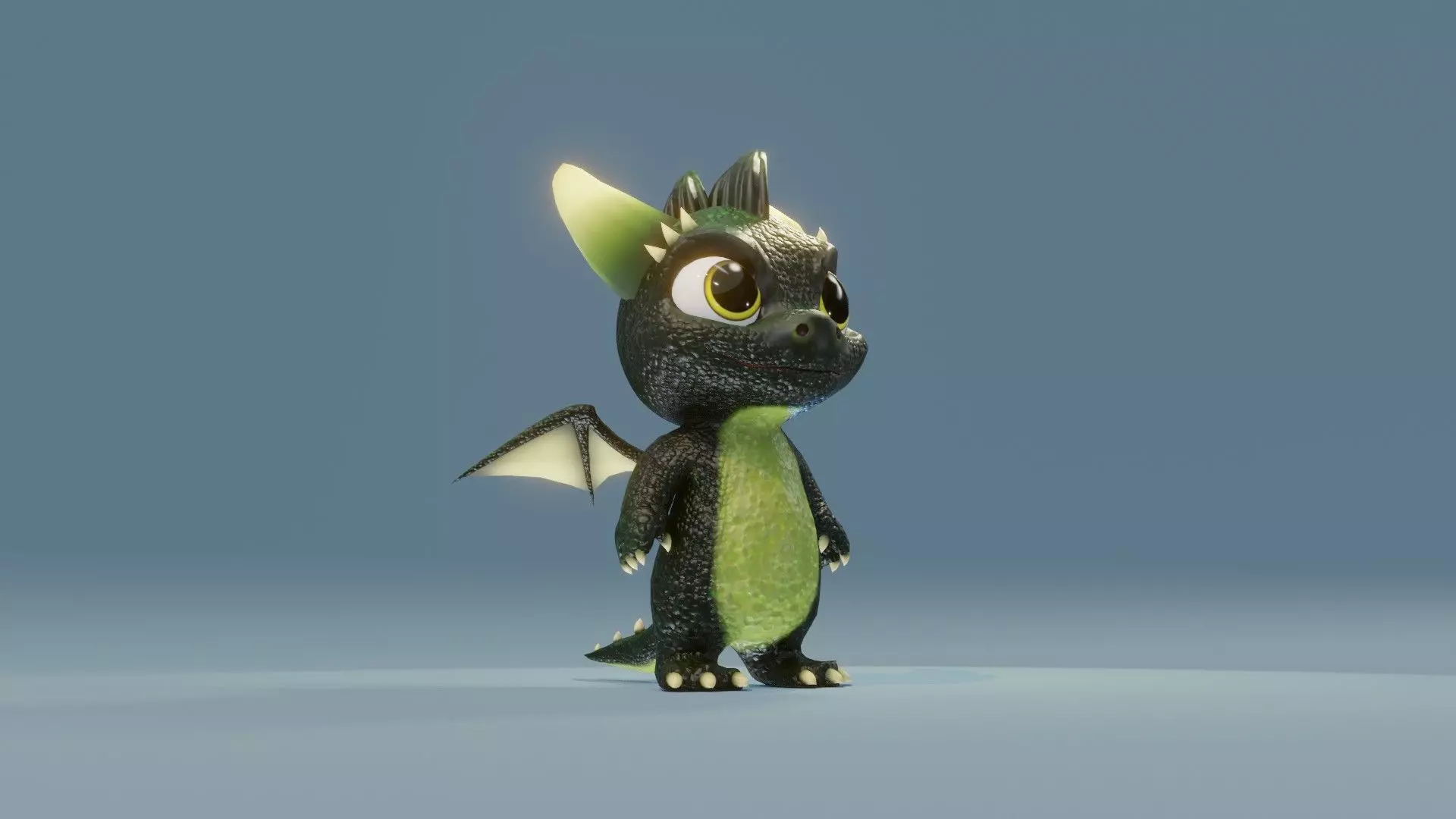 Dark Green Baby Dragon 3D Character Audio Unity Unreal Ready Low-poly 3D model_18
