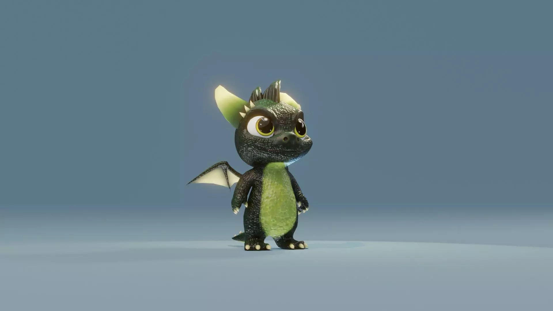 Dark Green Baby Dragon 3D Character Audio Unity Unreal Ready Low-poly 3D model_9