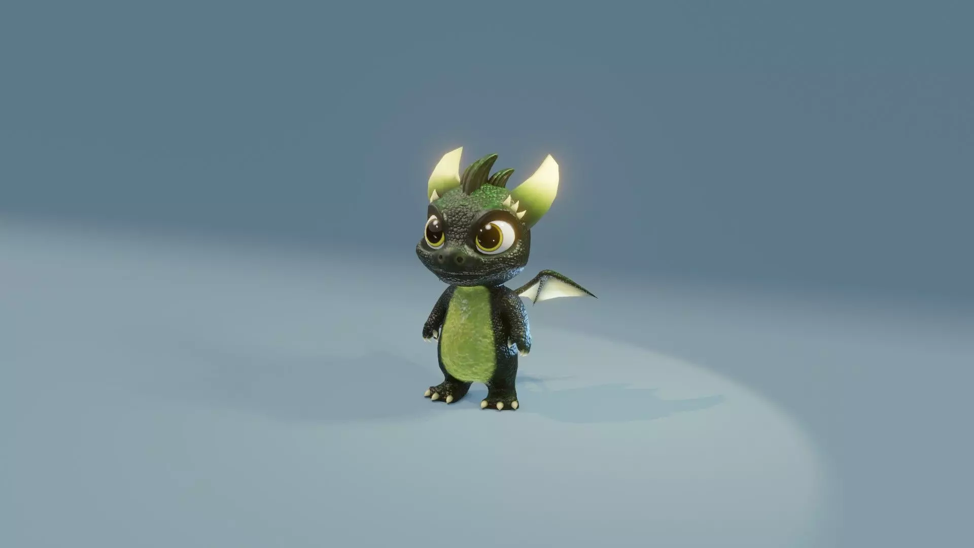 Dark Green Baby Dragon 3D Character Audio Unity Unreal Ready Low-poly 3D model_13