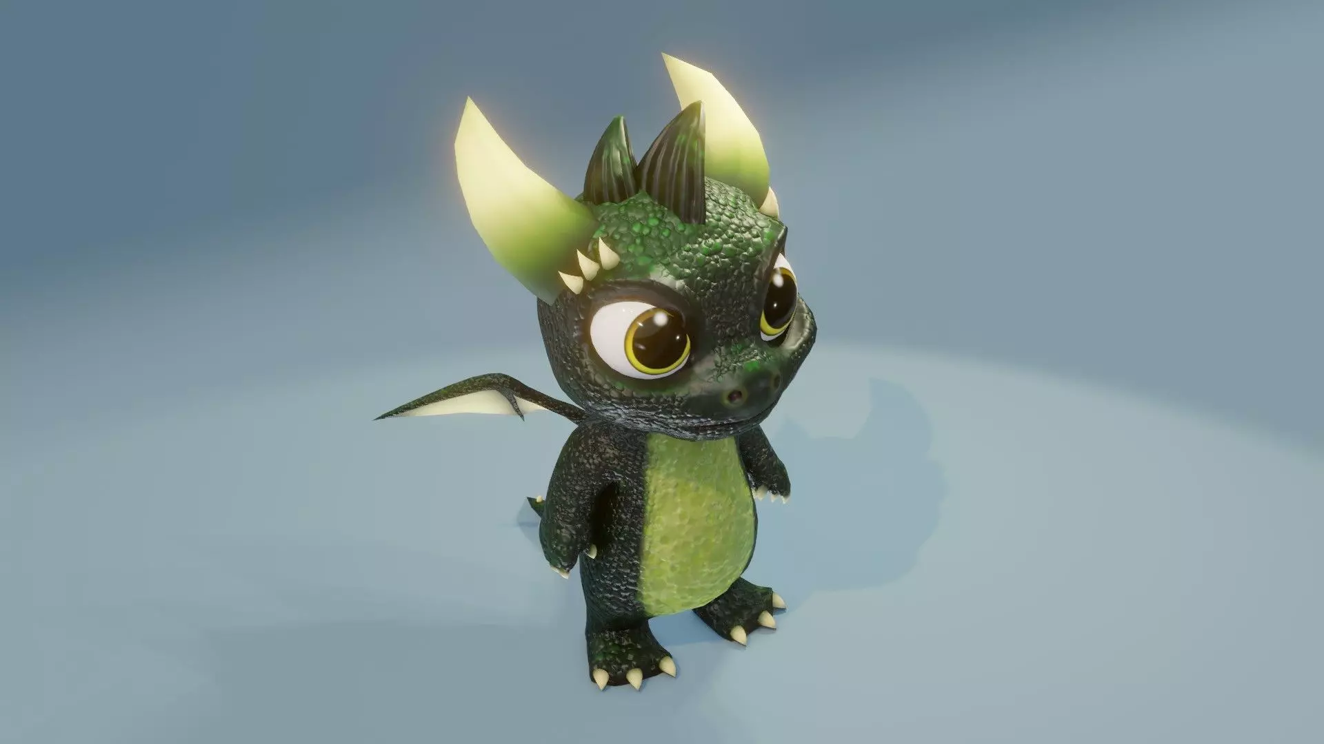 Dark Green Baby Dragon 3D Character Audio Unity Unreal Ready Low-poly 3D model_14