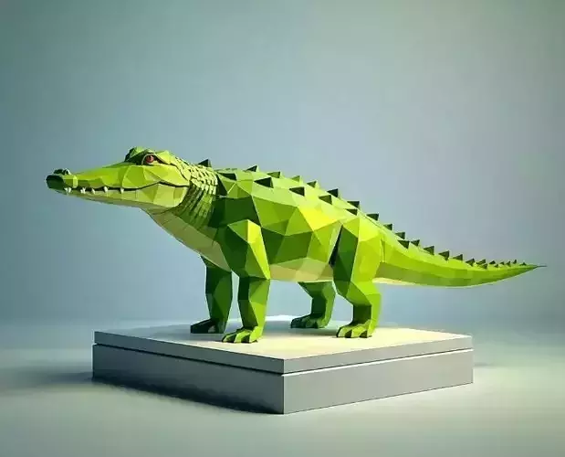 2270  Low Poly  Crocodile  Full  Body 3D Model
