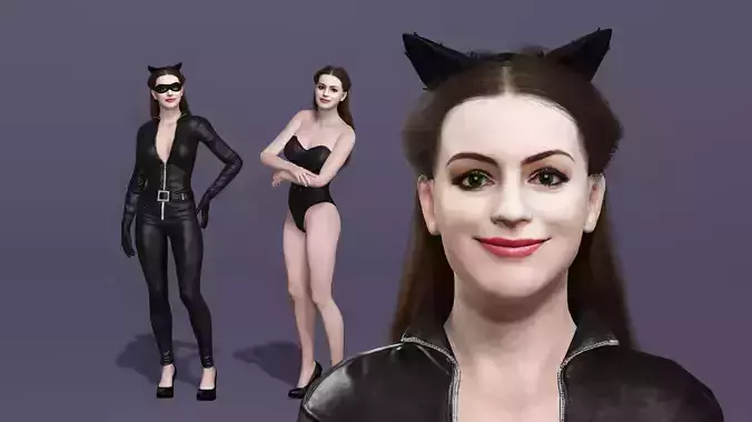 Realistic Anne Hathaway Catwoman 3D Model The Dark Knight Rises  3D model