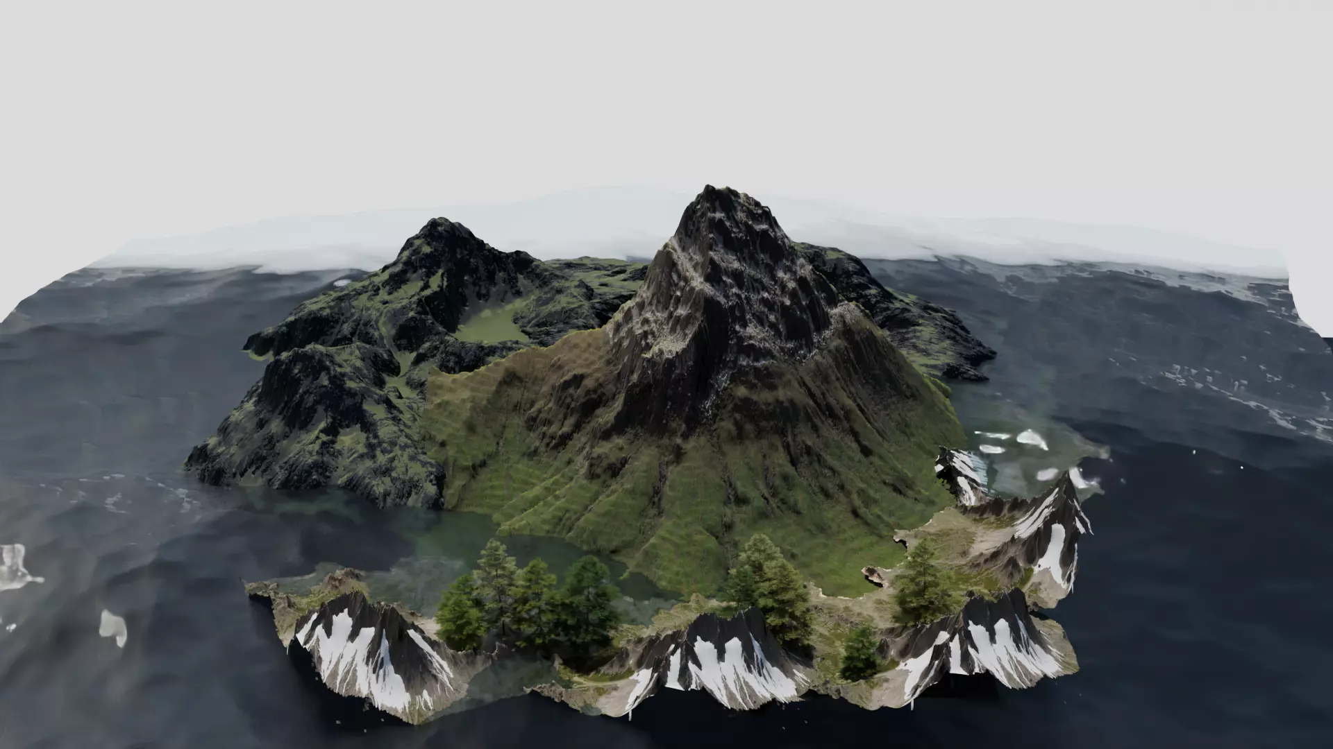 island on water 3D model_0