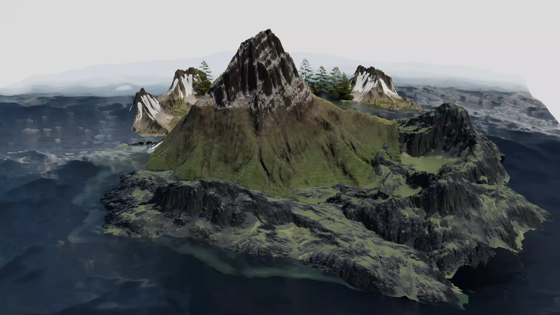island on water 3D model_4