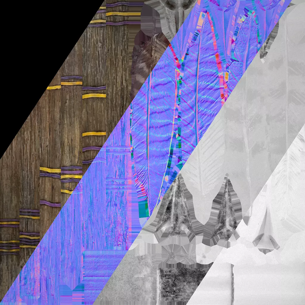 Wooden Bow and Quiver Arrows Fair Medieval Low-poly 3D model_36