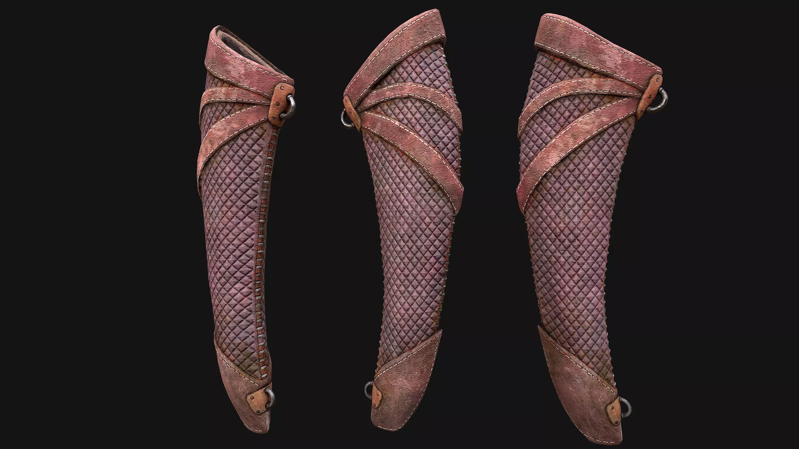 Wooden Bow and Quiver Arrows Fair Medieval Low-poly 3D model_8