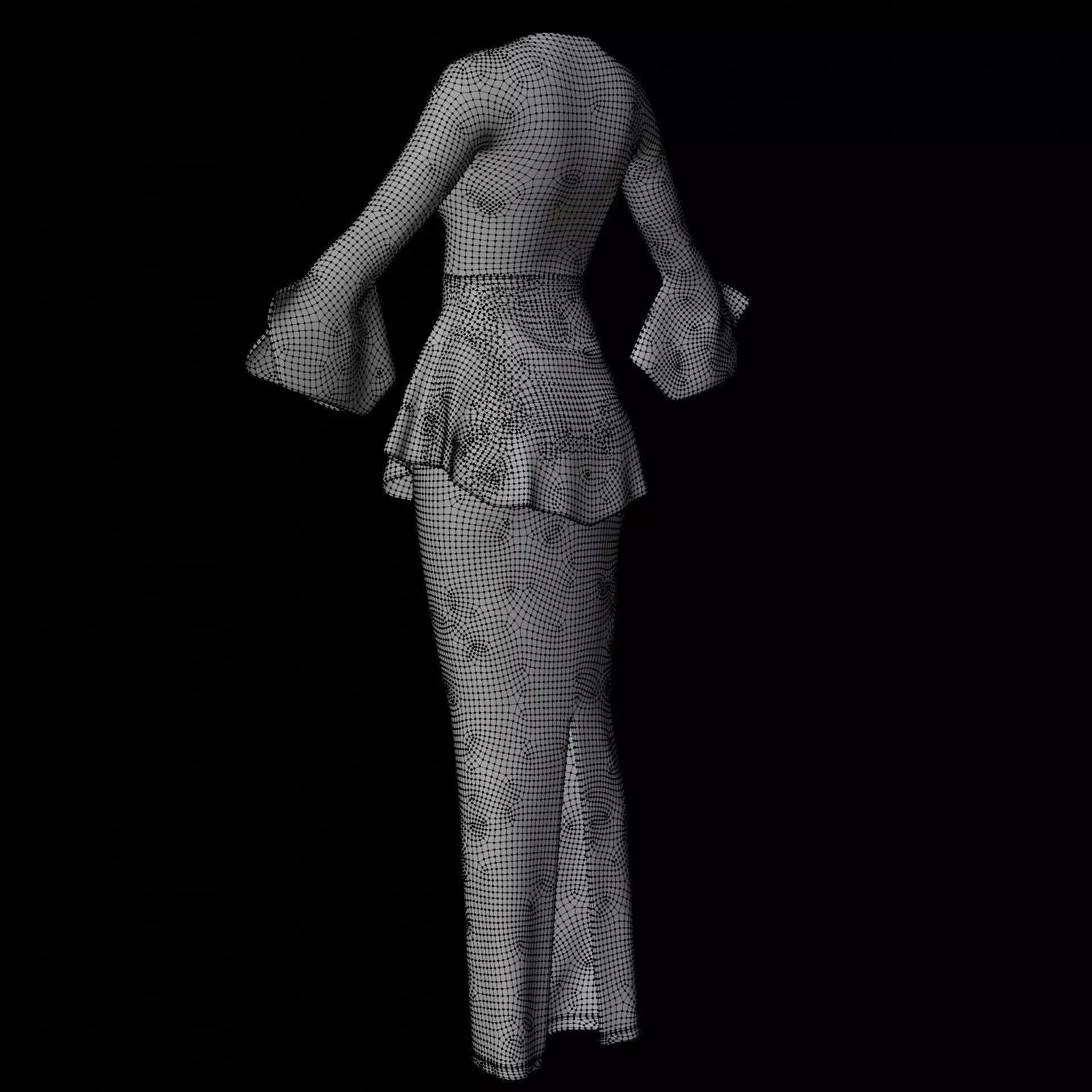 3D Female outfit - Skirt and Blouse Low-poly 3D model_24