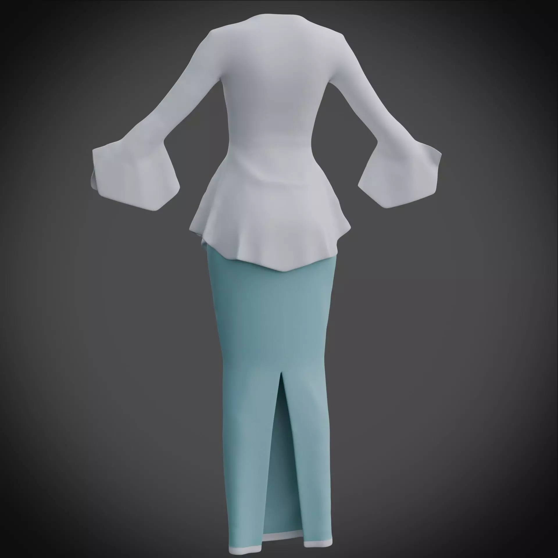 3D Female outfit - Skirt and Blouse Low-poly 3D model_10