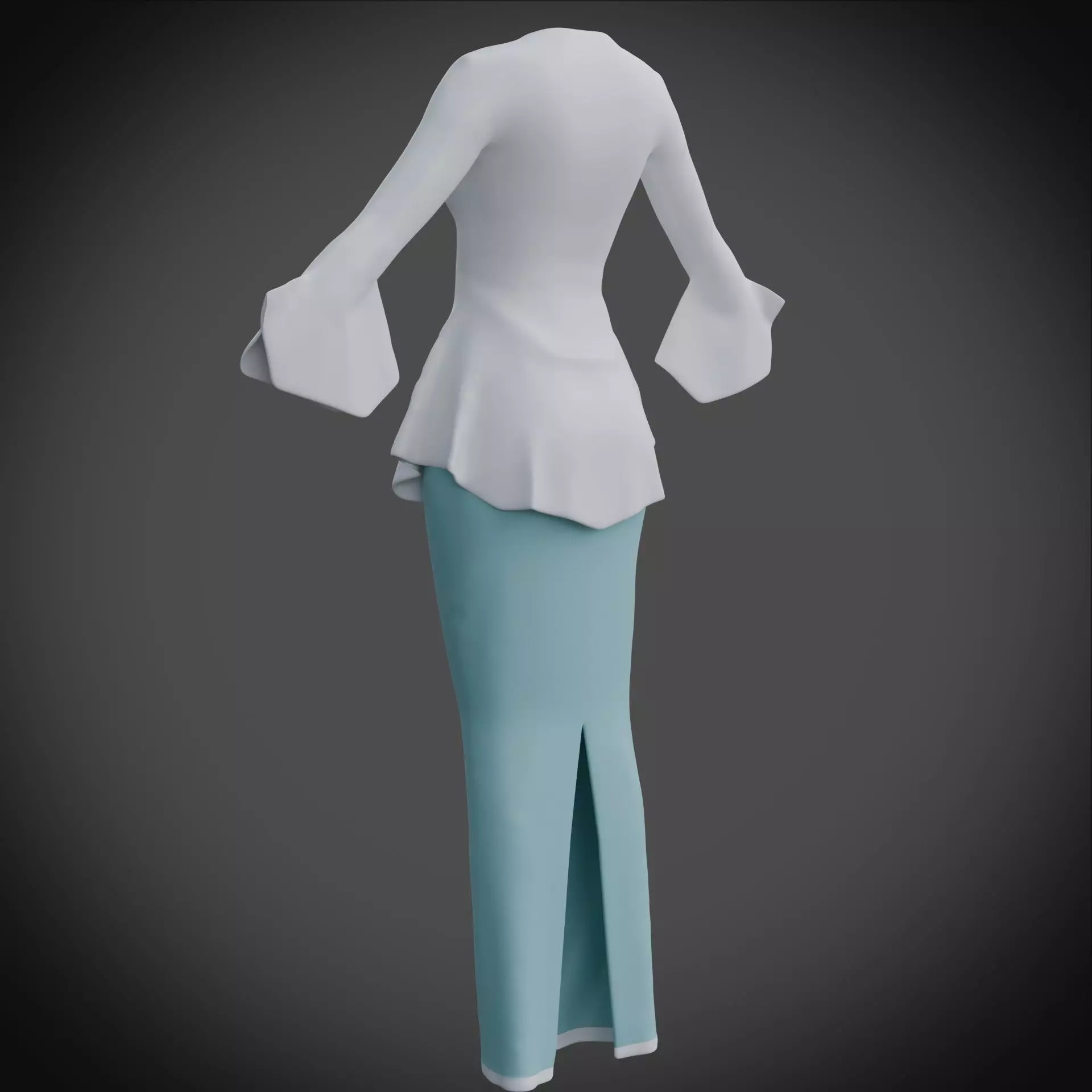 3D Female outfit - Skirt and Blouse Low-poly 3D model_11
