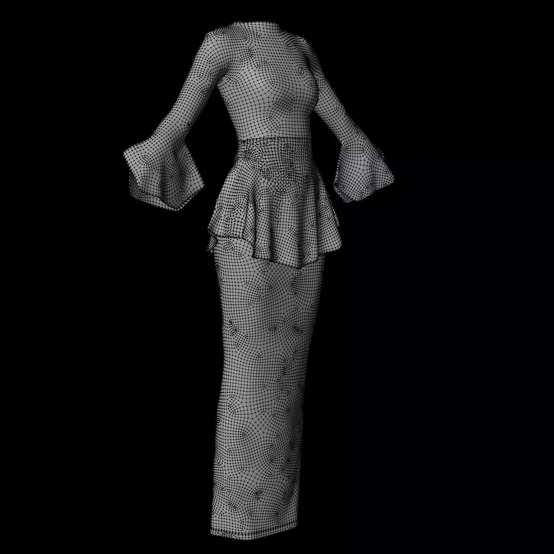 3D Female outfit - Skirt and Blouse Low-poly 3D model_23