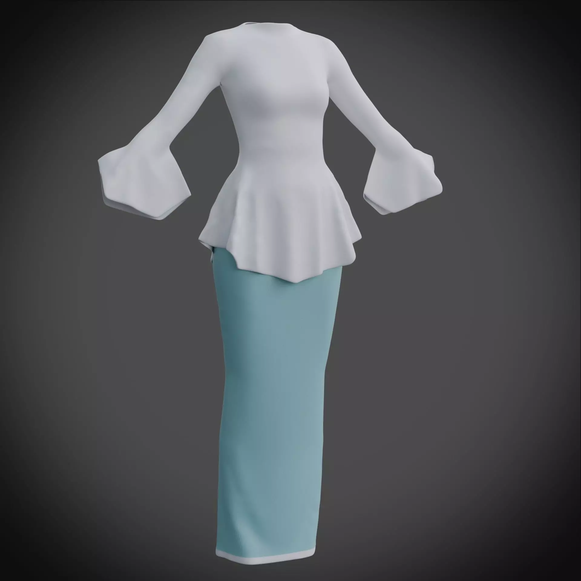 3D Female outfit - Skirt and Blouse Low-poly 3D model_3