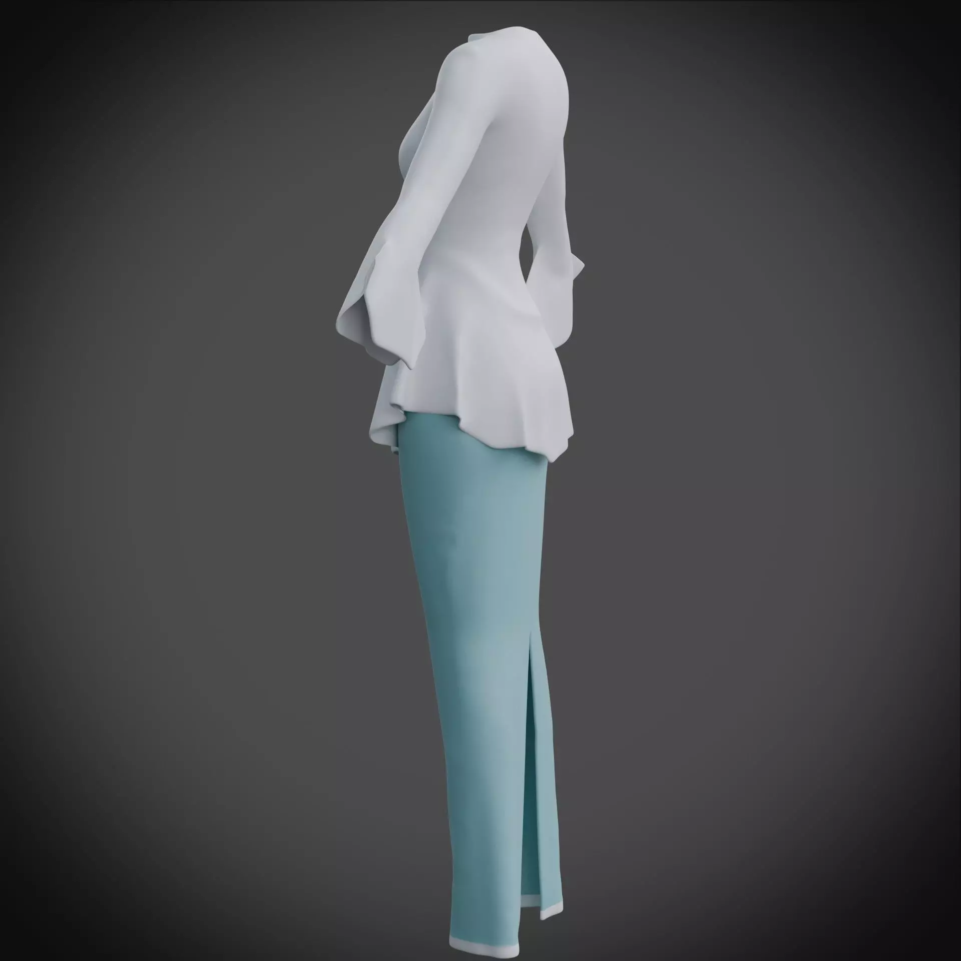 3D Female outfit - Skirt and Blouse Low-poly 3D model_12