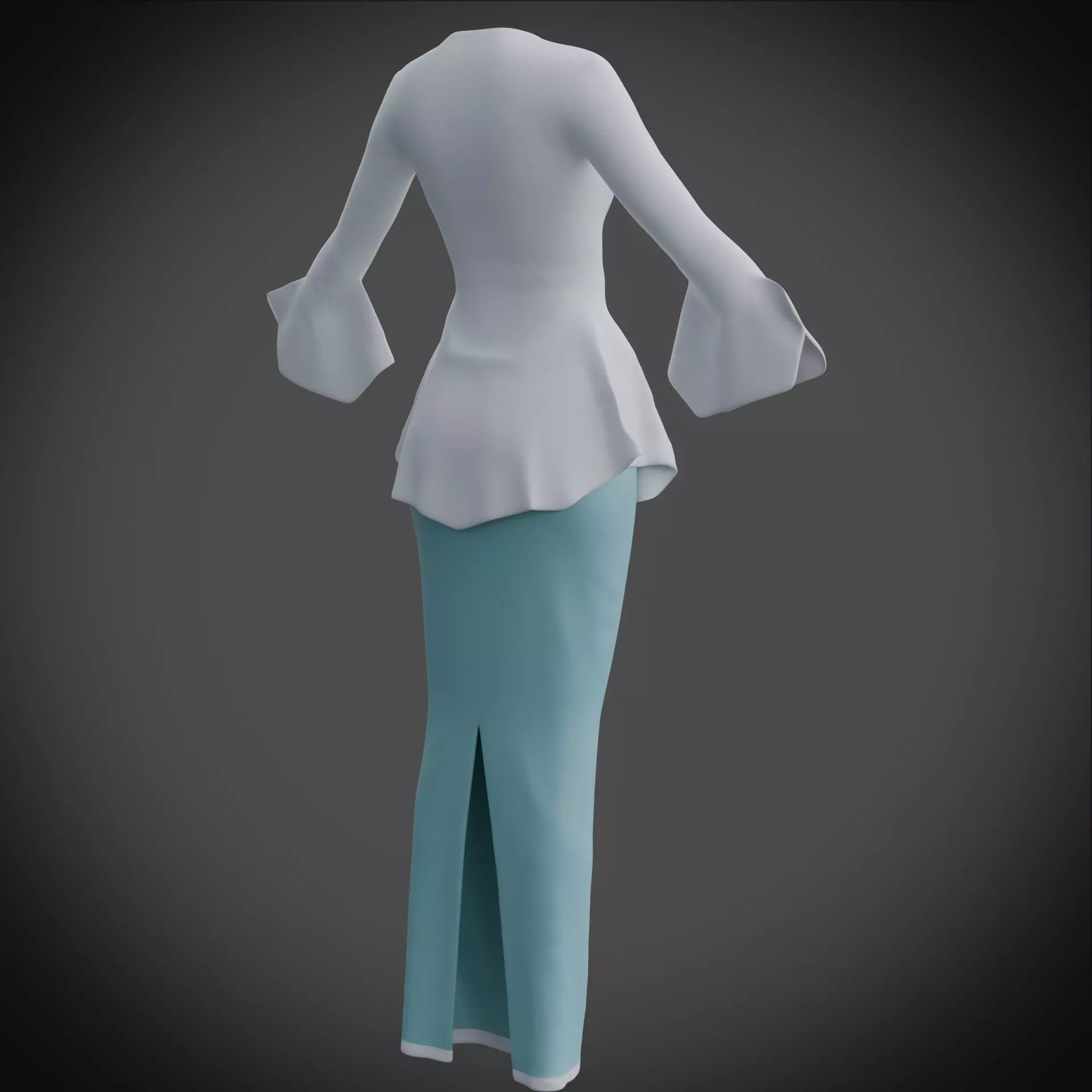 3D Female outfit - Skirt and Blouse Low-poly 3D model_8