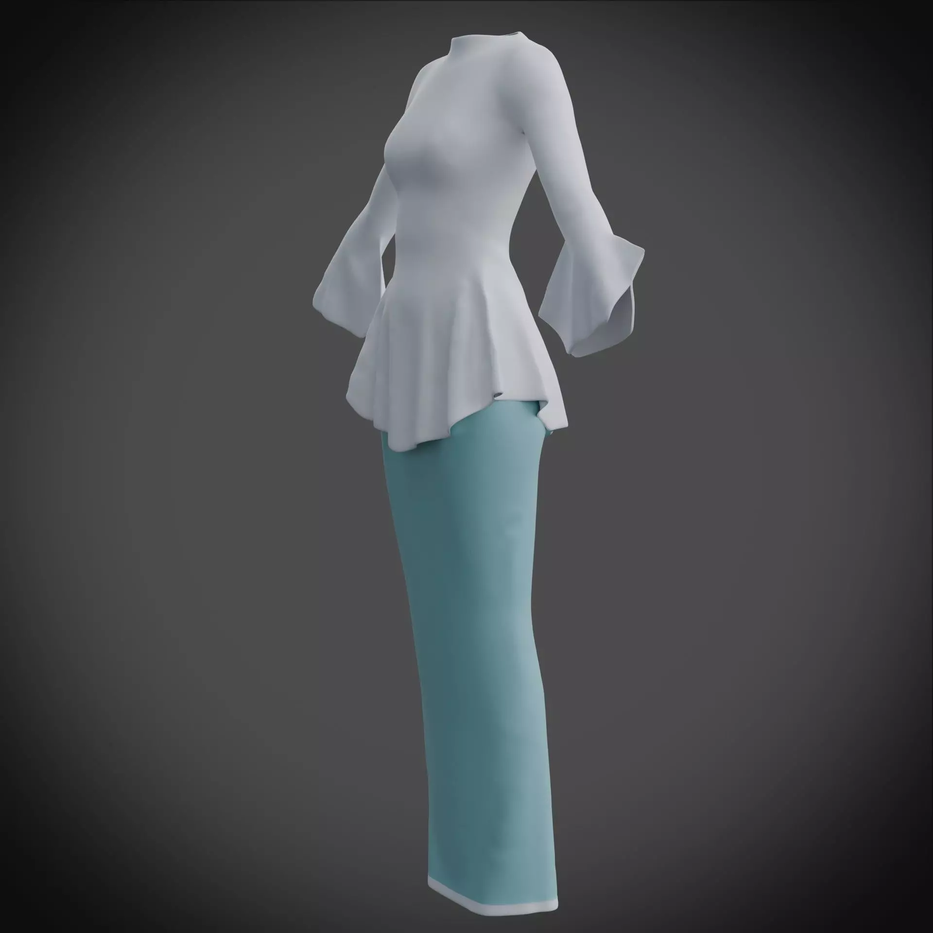 3D Female outfit - Skirt and Blouse Low-poly 3D model_14