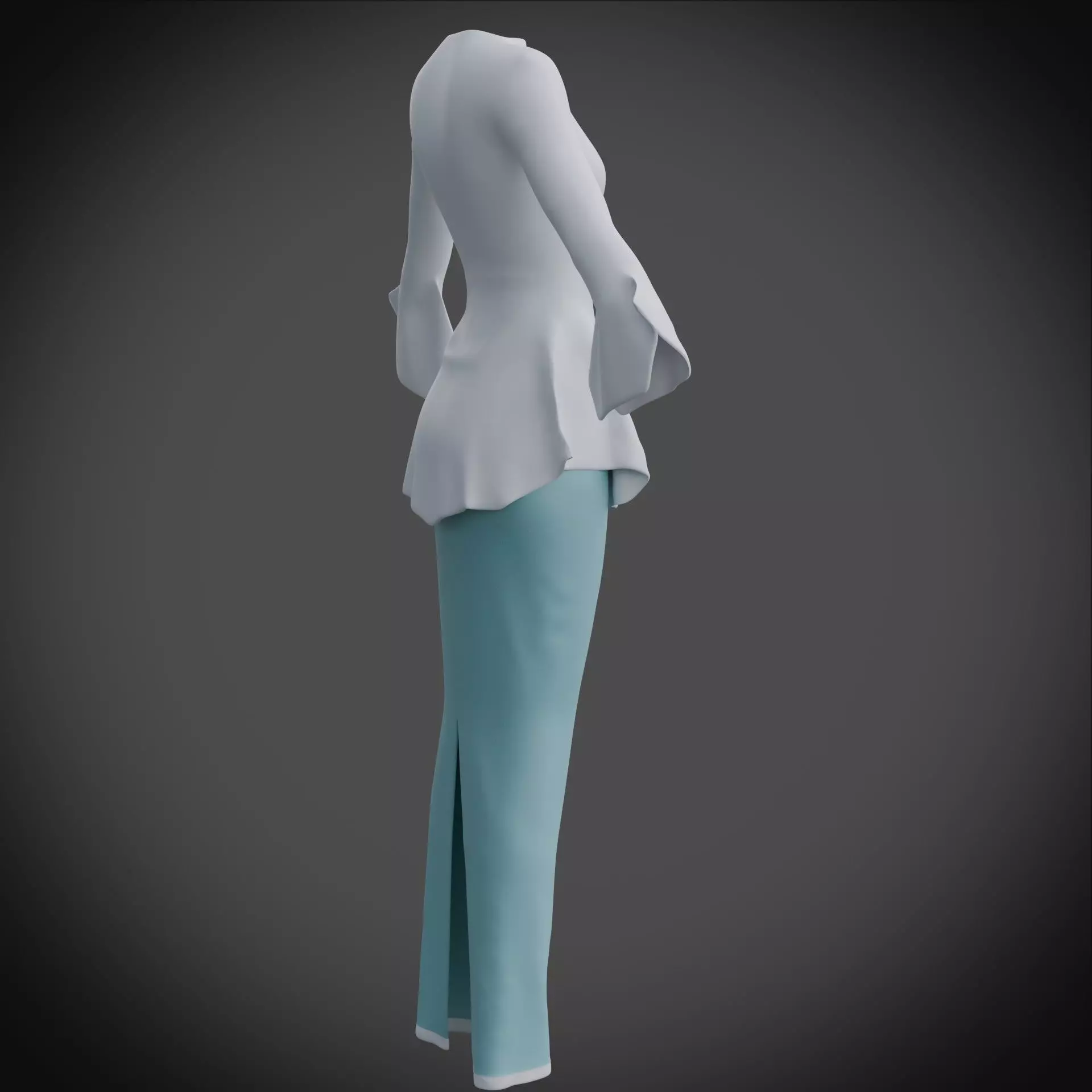 3D Female outfit - Skirt and Blouse Low-poly 3D model_7
