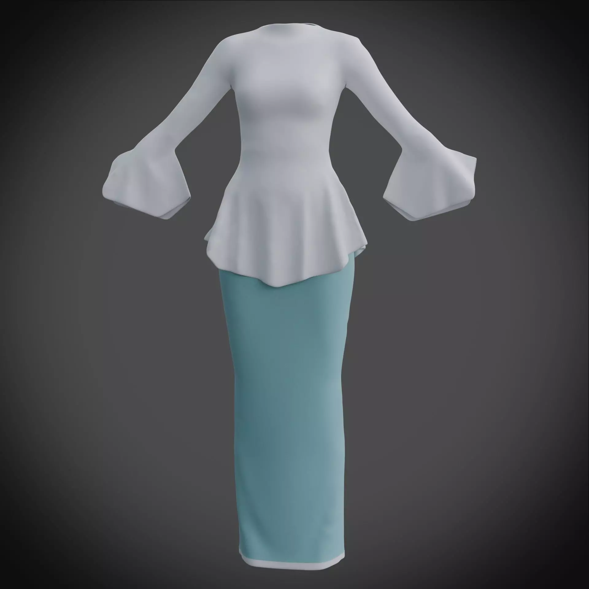 3D Female outfit - Skirt and Blouse Low-poly 3D model_17