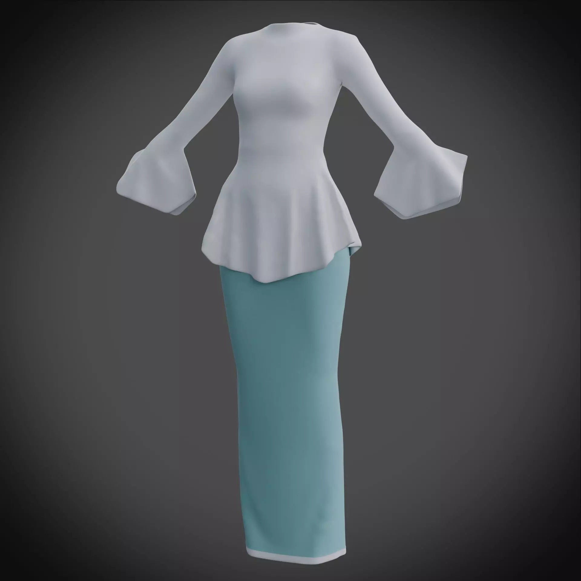 3D Female outfit - Skirt and Blouse Low-poly 3D model_16