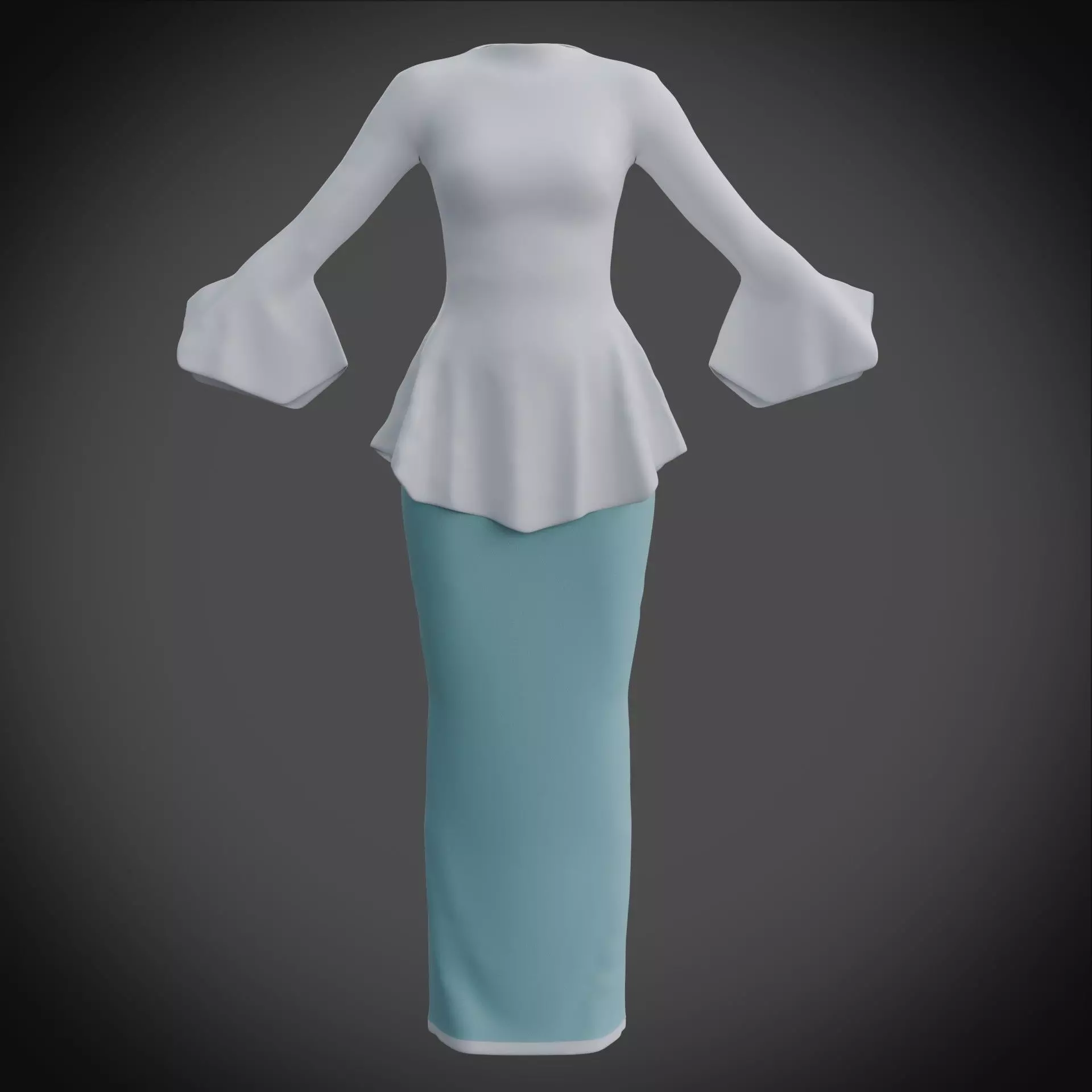 3D Female outfit - Skirt and Blouse Low-poly 3D model_0