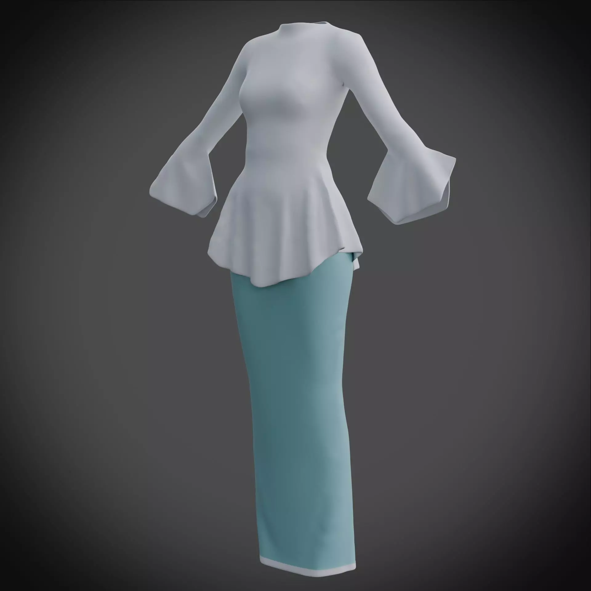 3D Female outfit - Skirt and Blouse Low-poly 3D model_15
