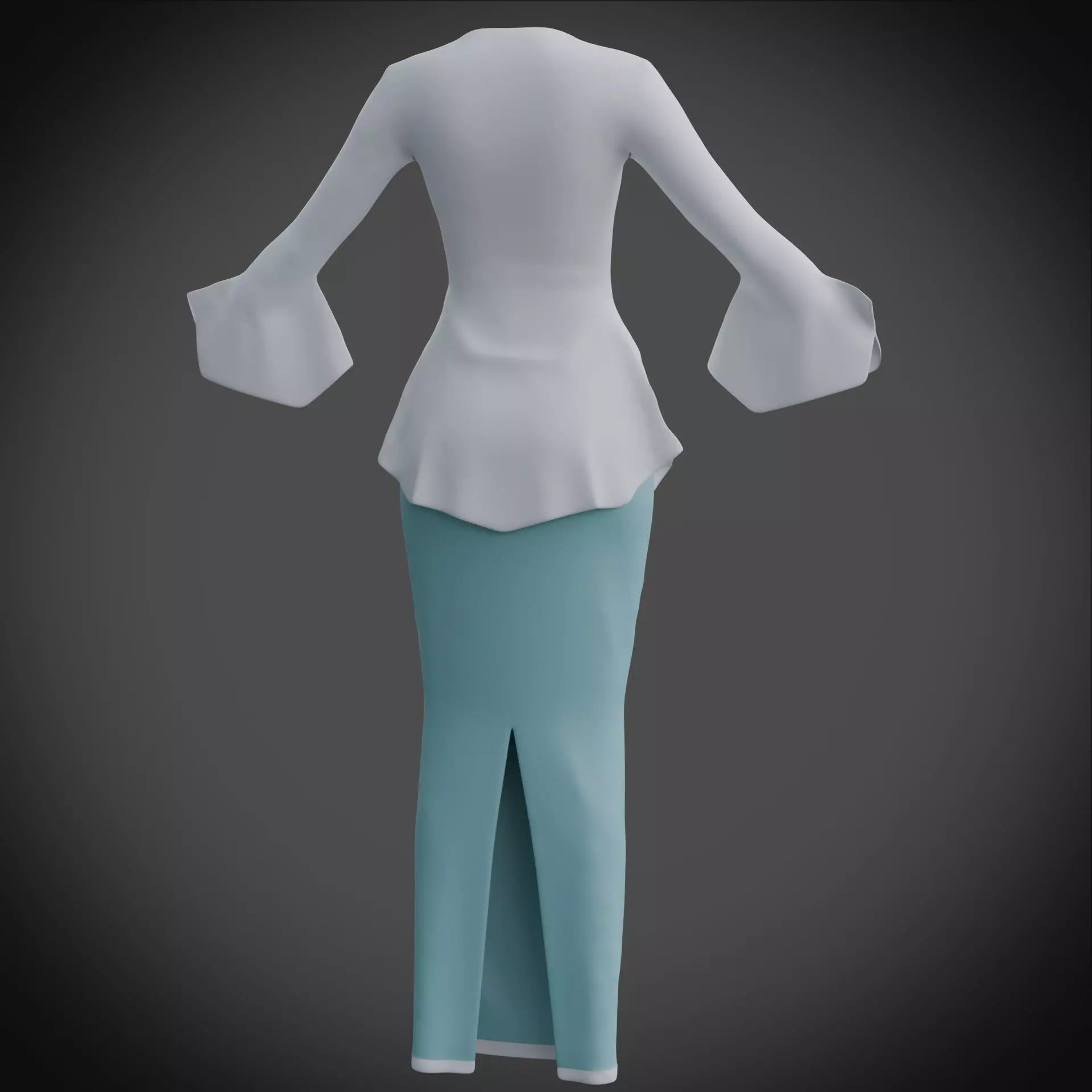 3D Female outfit - Skirt and Blouse Low-poly 3D model_9