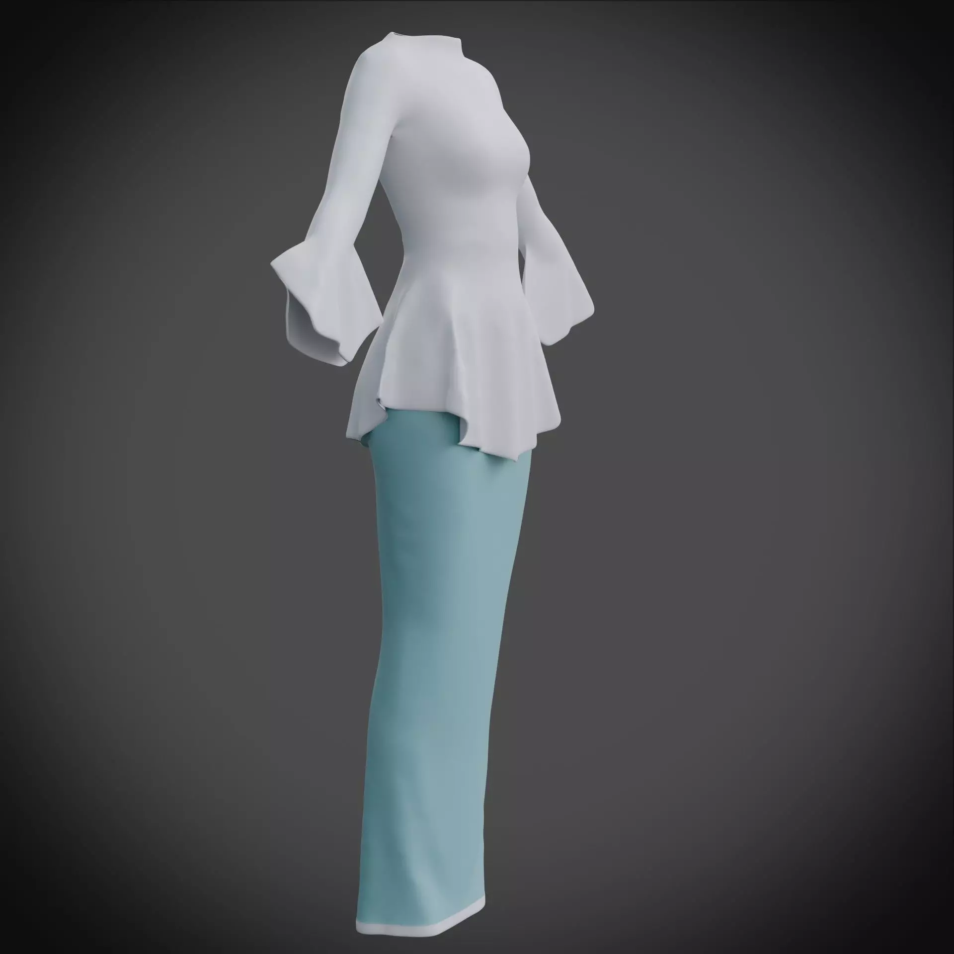 3D Female outfit - Skirt and Blouse Low-poly 3D model_5