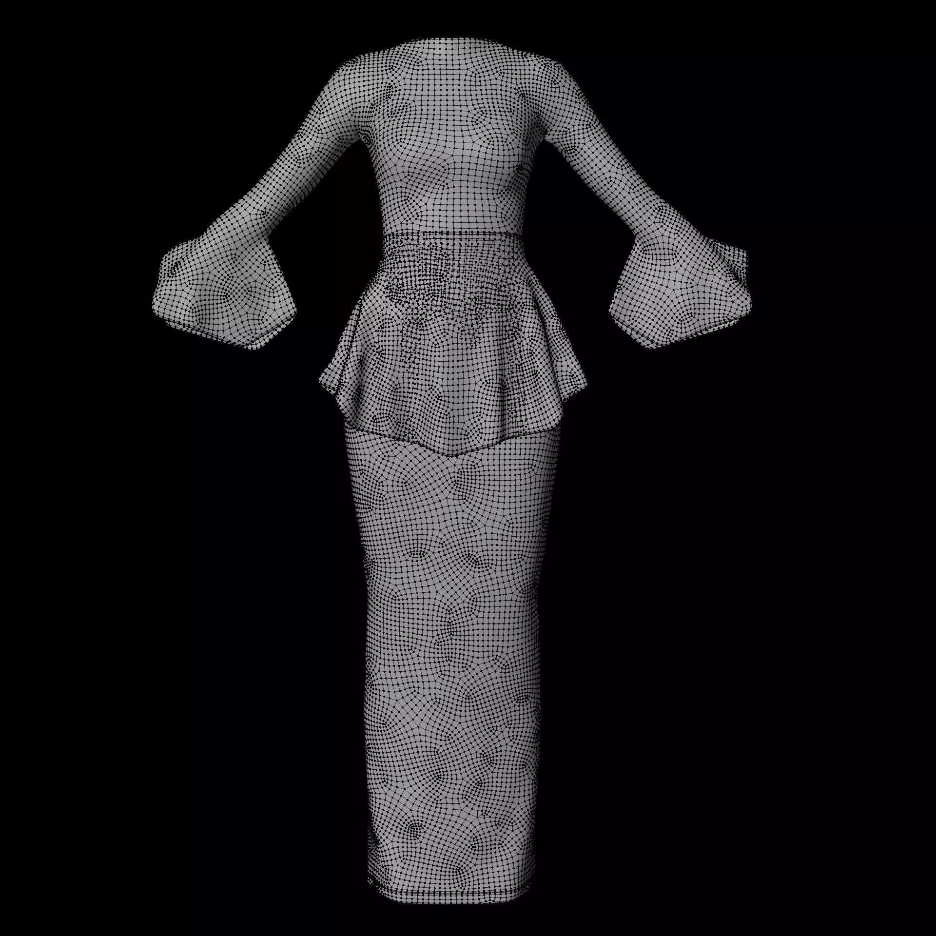 3D Female outfit - Skirt and Blouse Low-poly 3D model_19