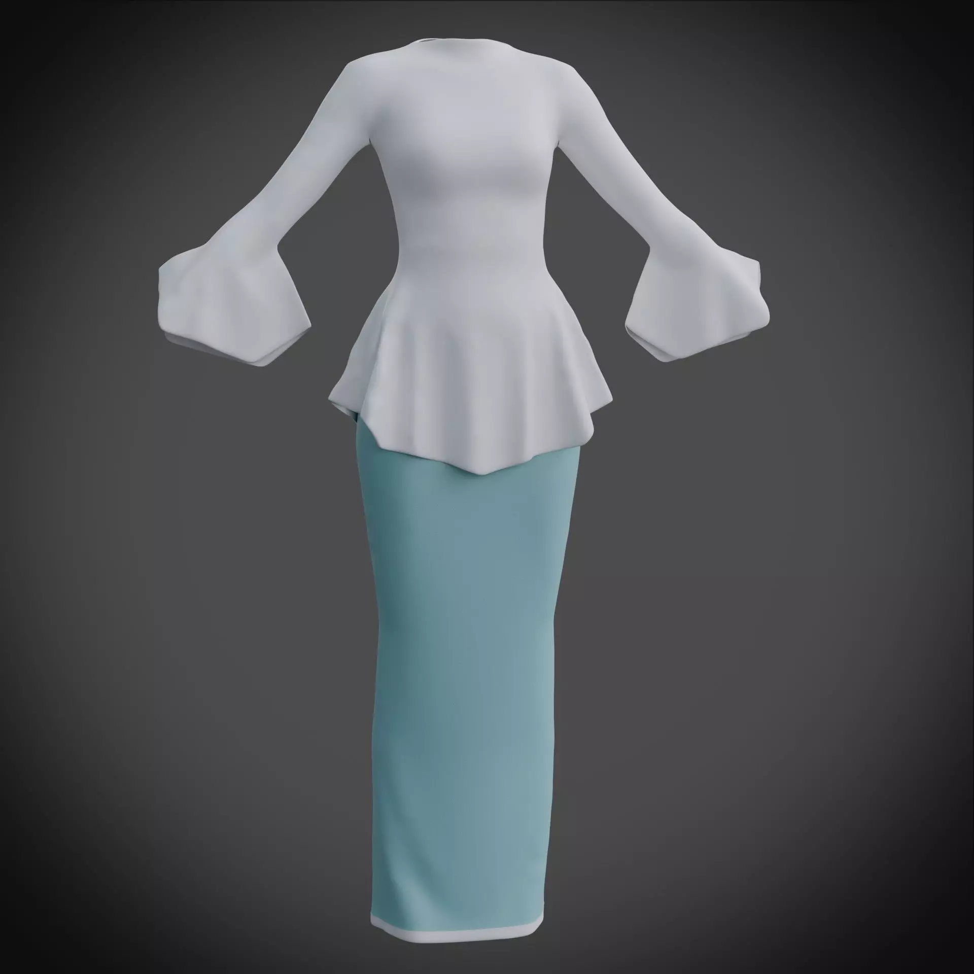3D Female outfit - Skirt and Blouse Low-poly 3D model_2