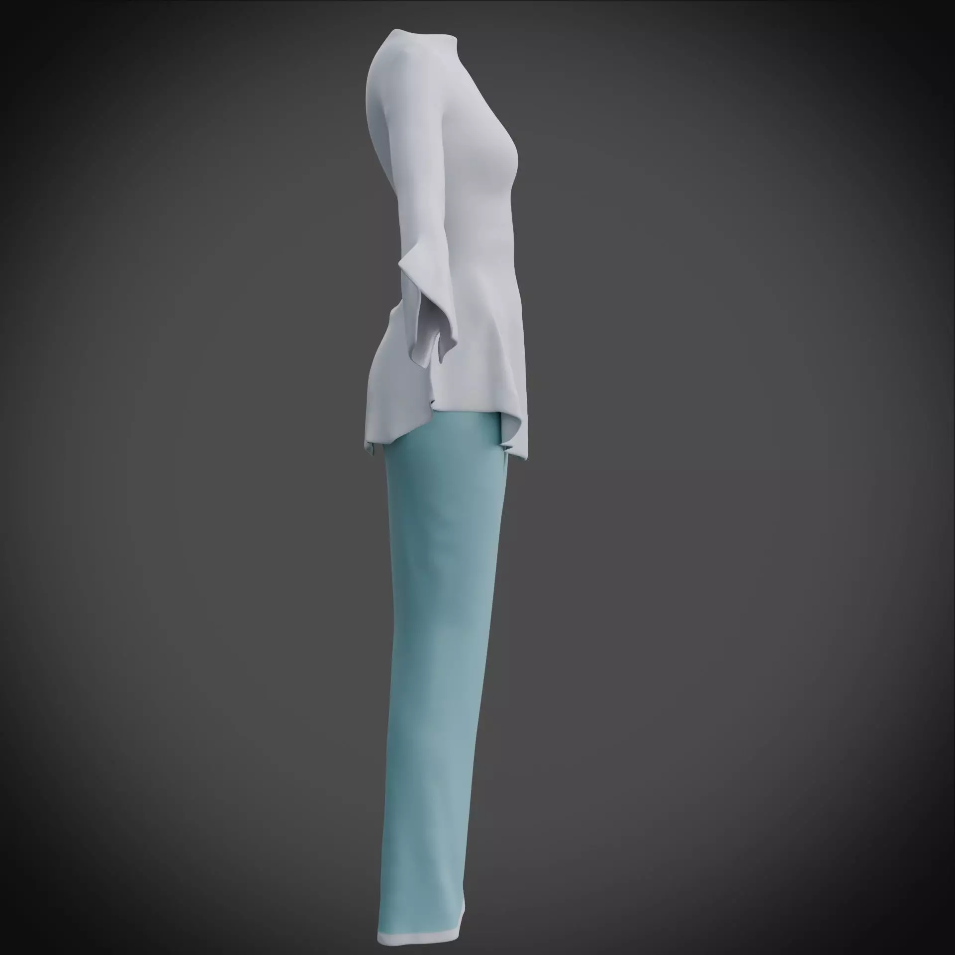 3D Female outfit - Skirt and Blouse Low-poly 3D model_6
