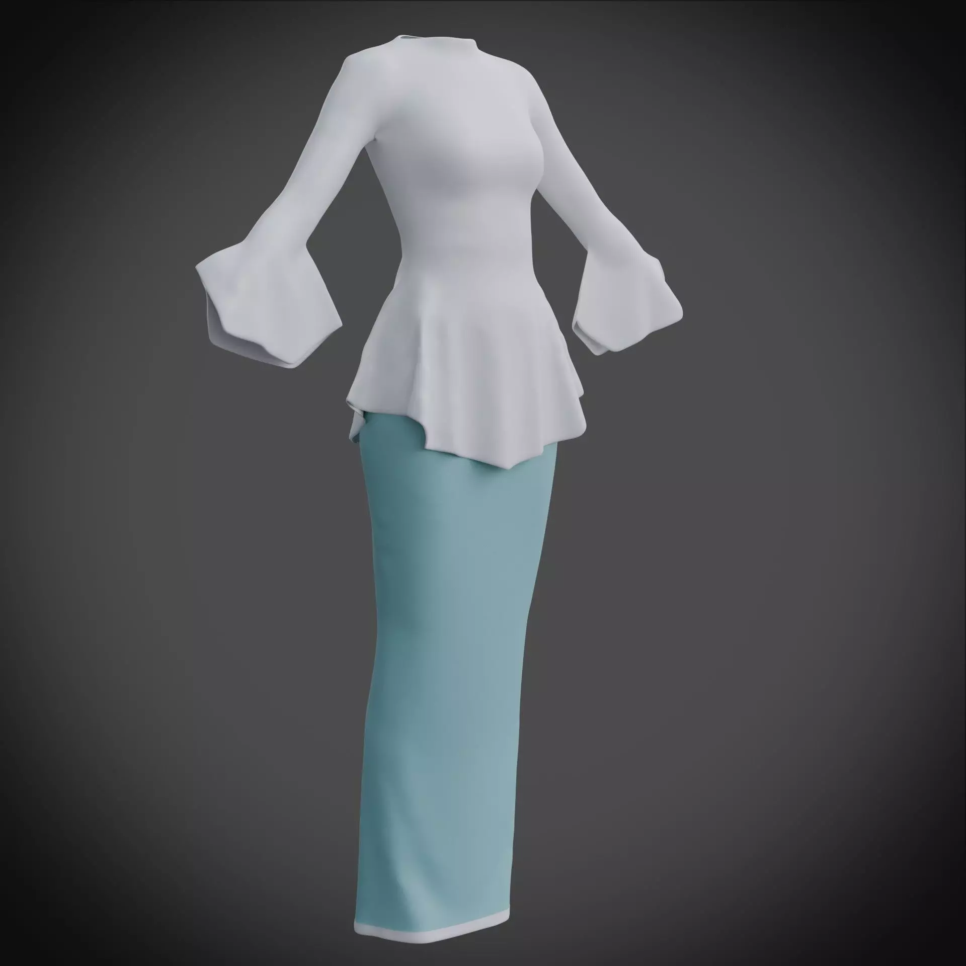 3D Female outfit - Skirt and Blouse Low-poly 3D model_4